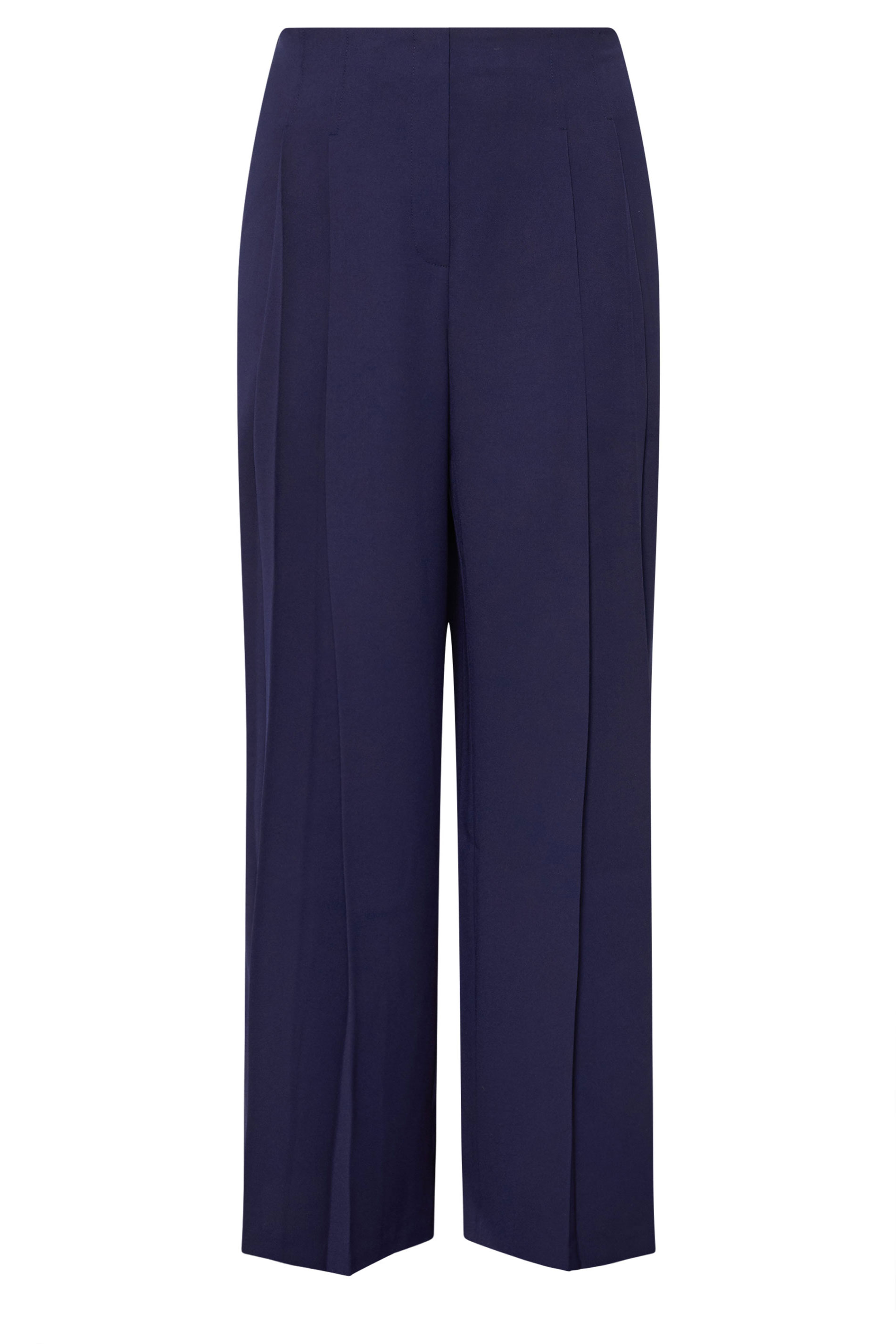 EVANS Plus Size Navy Blue Pleat Front Trousers | Evans 5