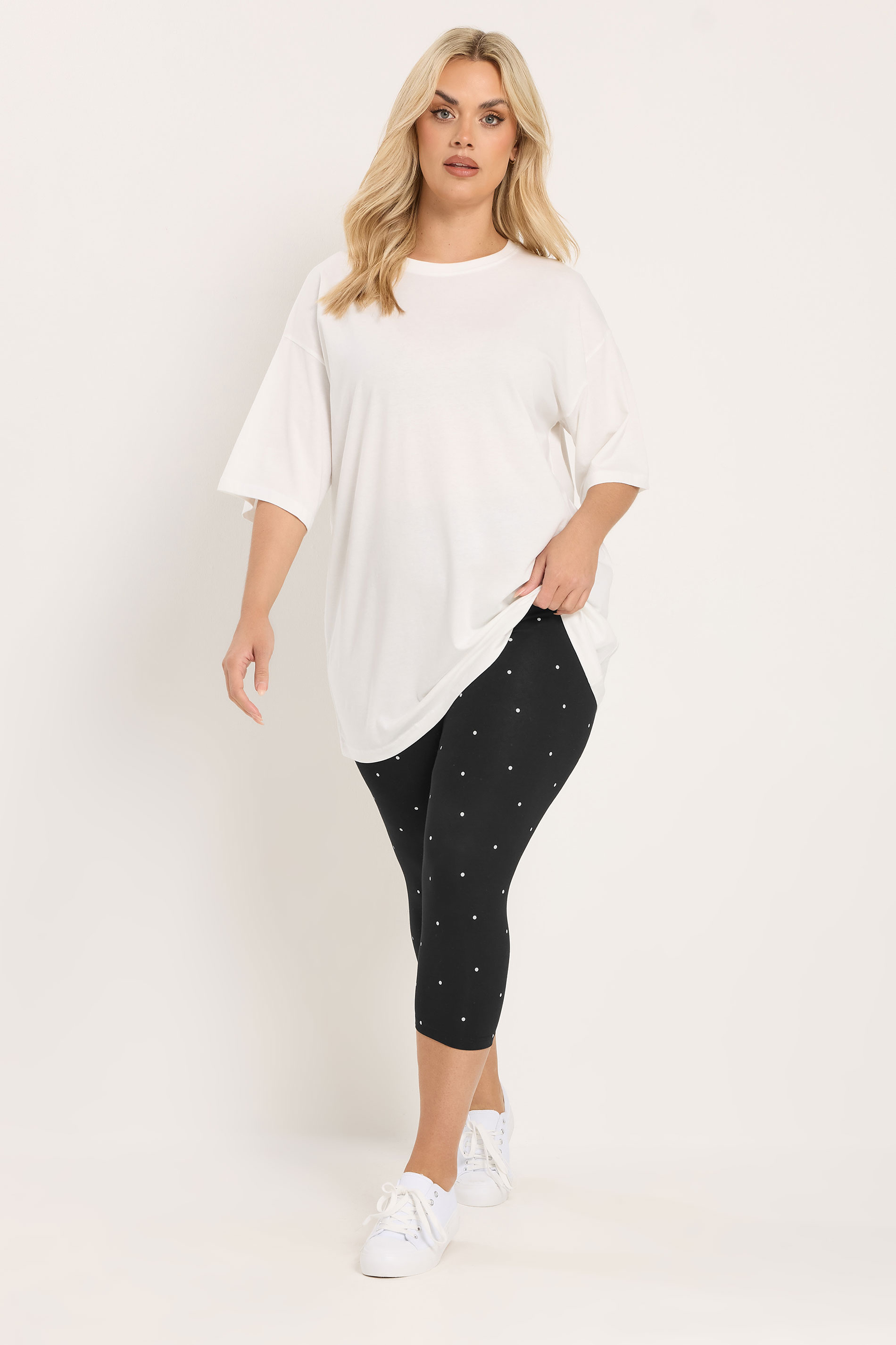 YOURSET 2 PACK Plus Size Black Polka Dot Crop Leggings | Yours Clothing 4