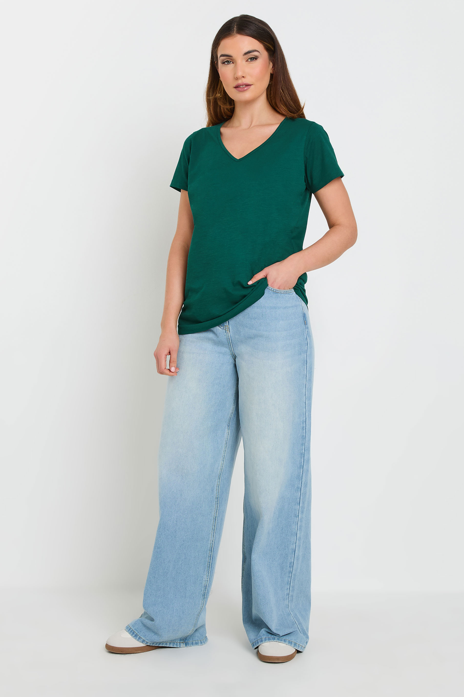 LTS Tall 2 PACK Green & Purple Cotton V-Neck T-Shirts | Long Tall Sally  2