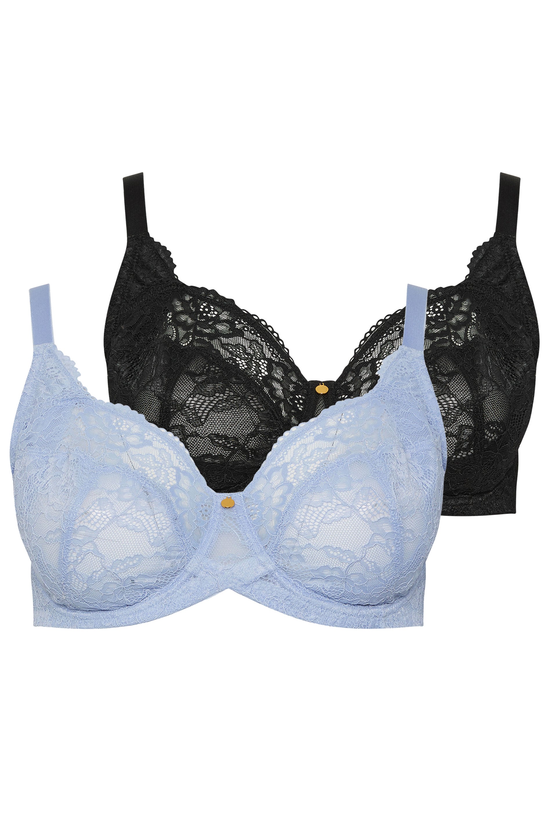 YOURSET 2 PACK Plus Size Blue Non-Padded Underwired Bras | Yours Clothing 8