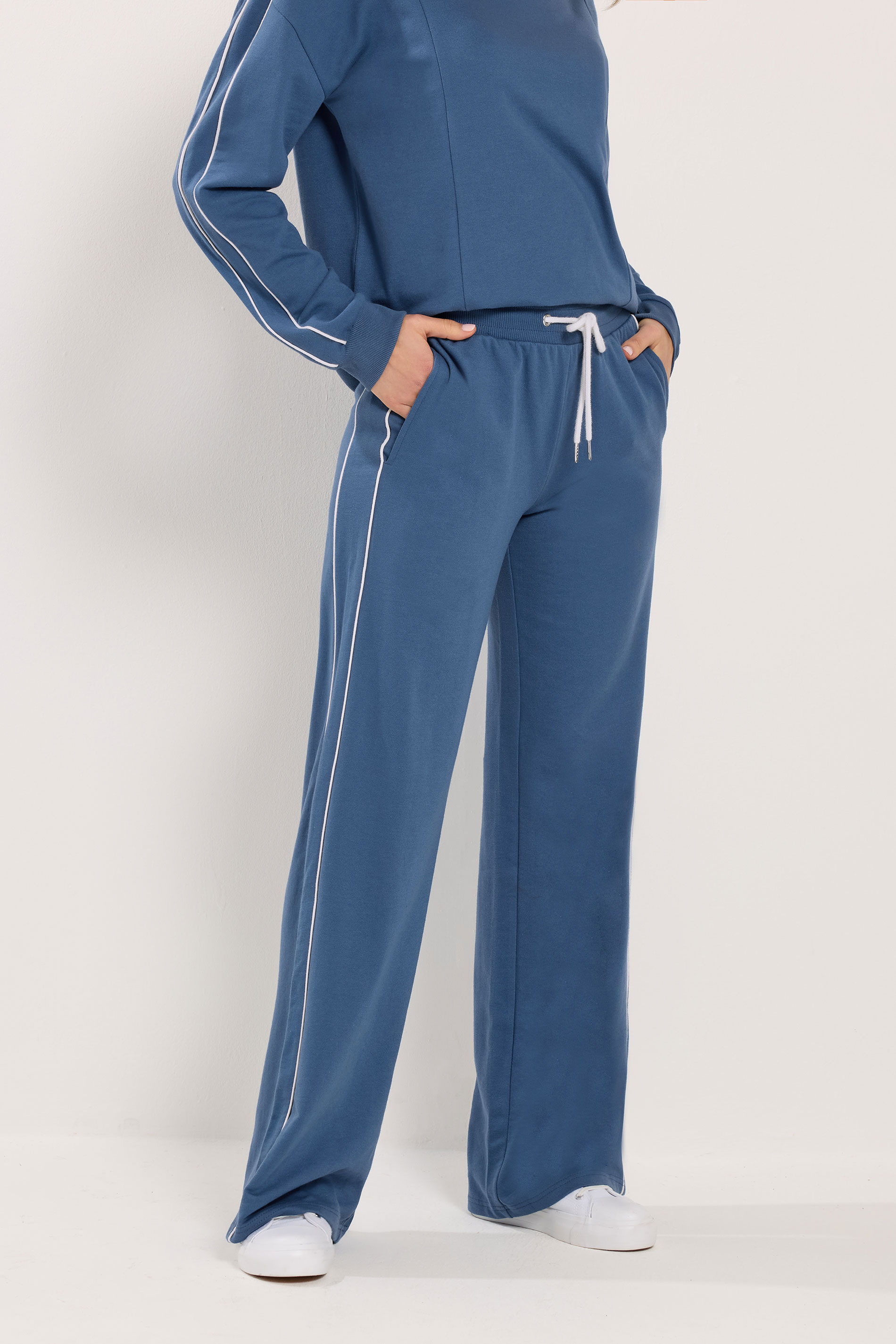 LTS Tall Women's Blue Piped Wide Leg Joggers | Long Tall Sally 2