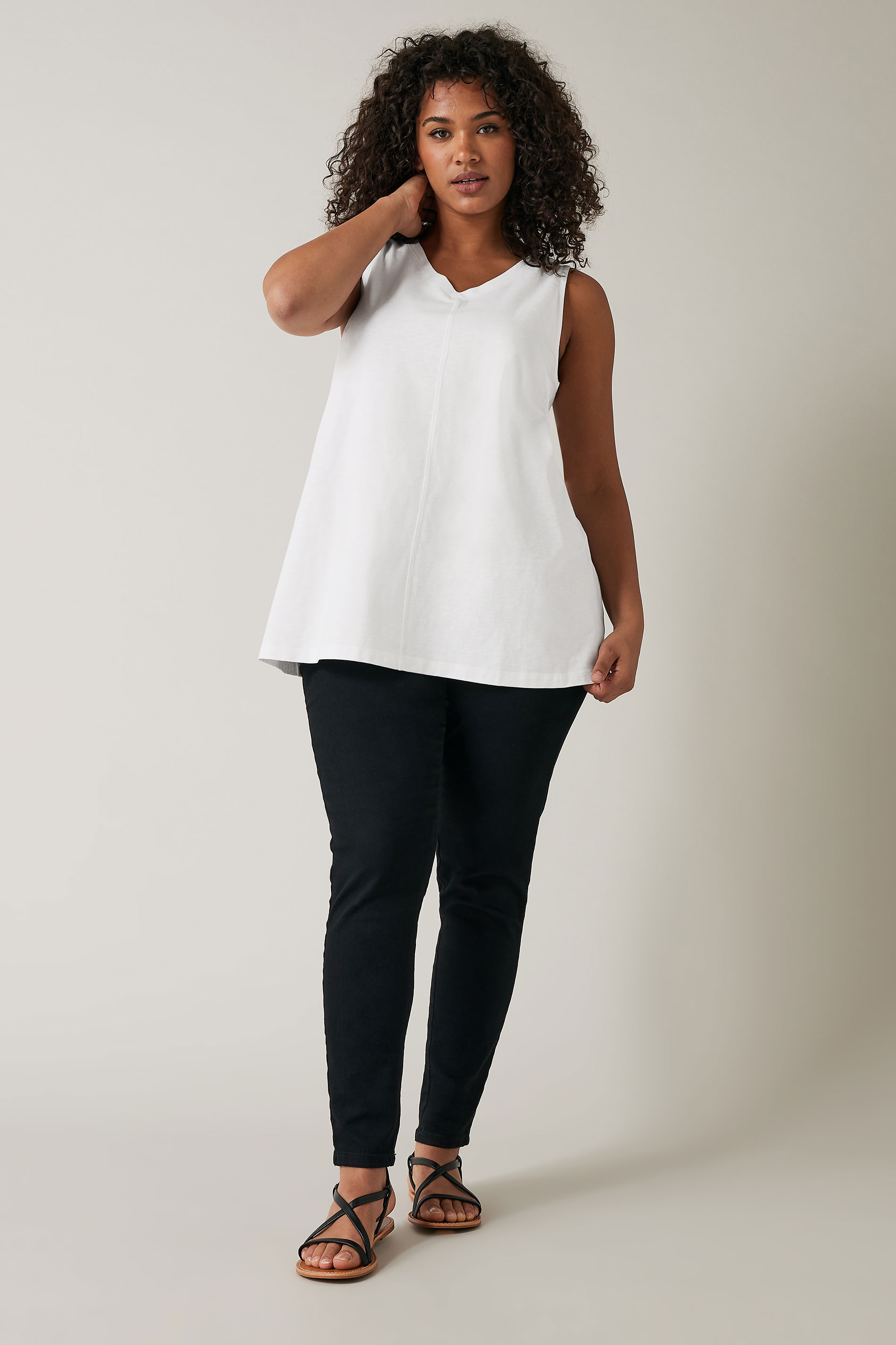 EVANS Plus Size White Premium Cotton Vest Top | Evans 2