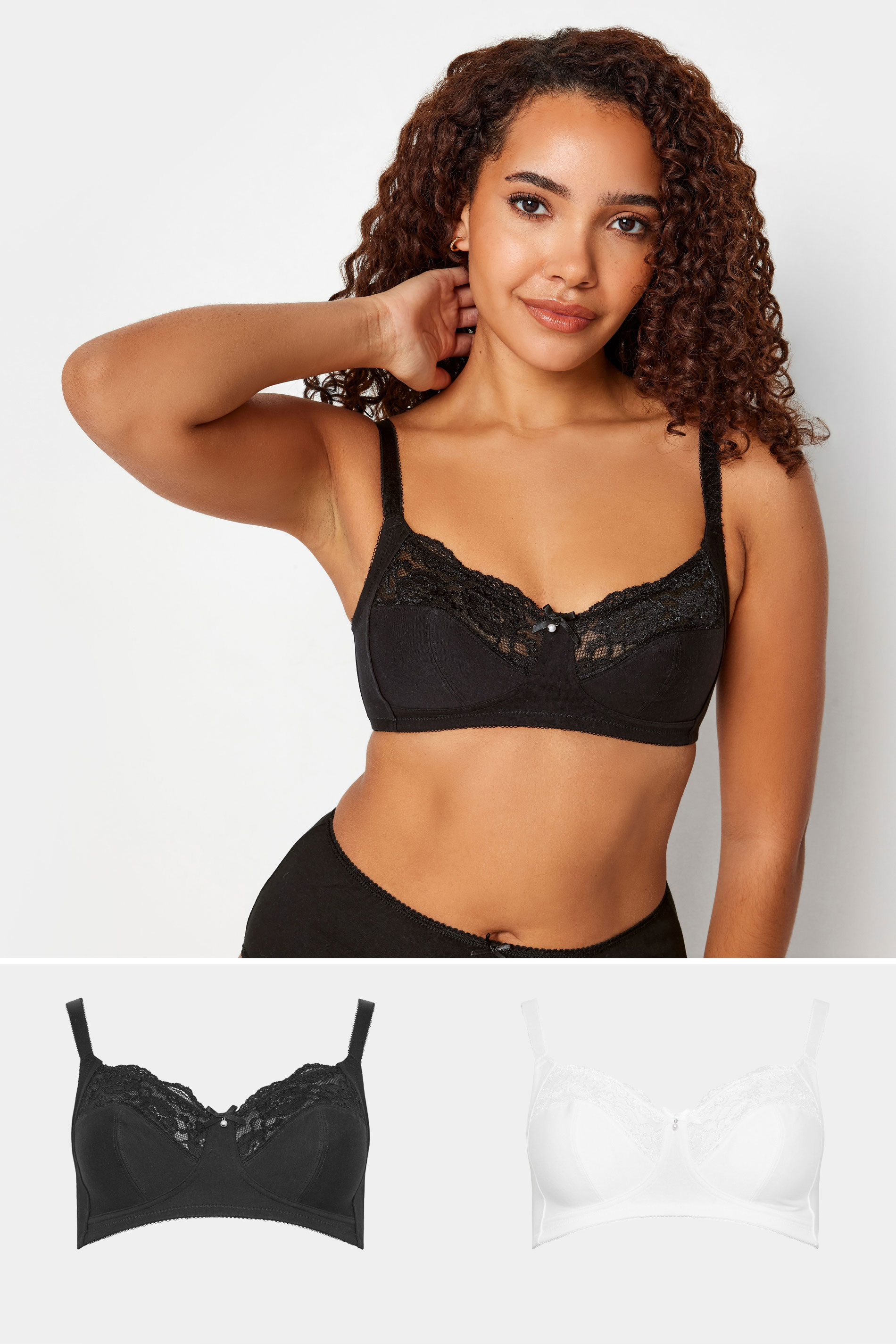 M&Co 2 PACK Non Wired Lace Trim Bra | M&Co 1