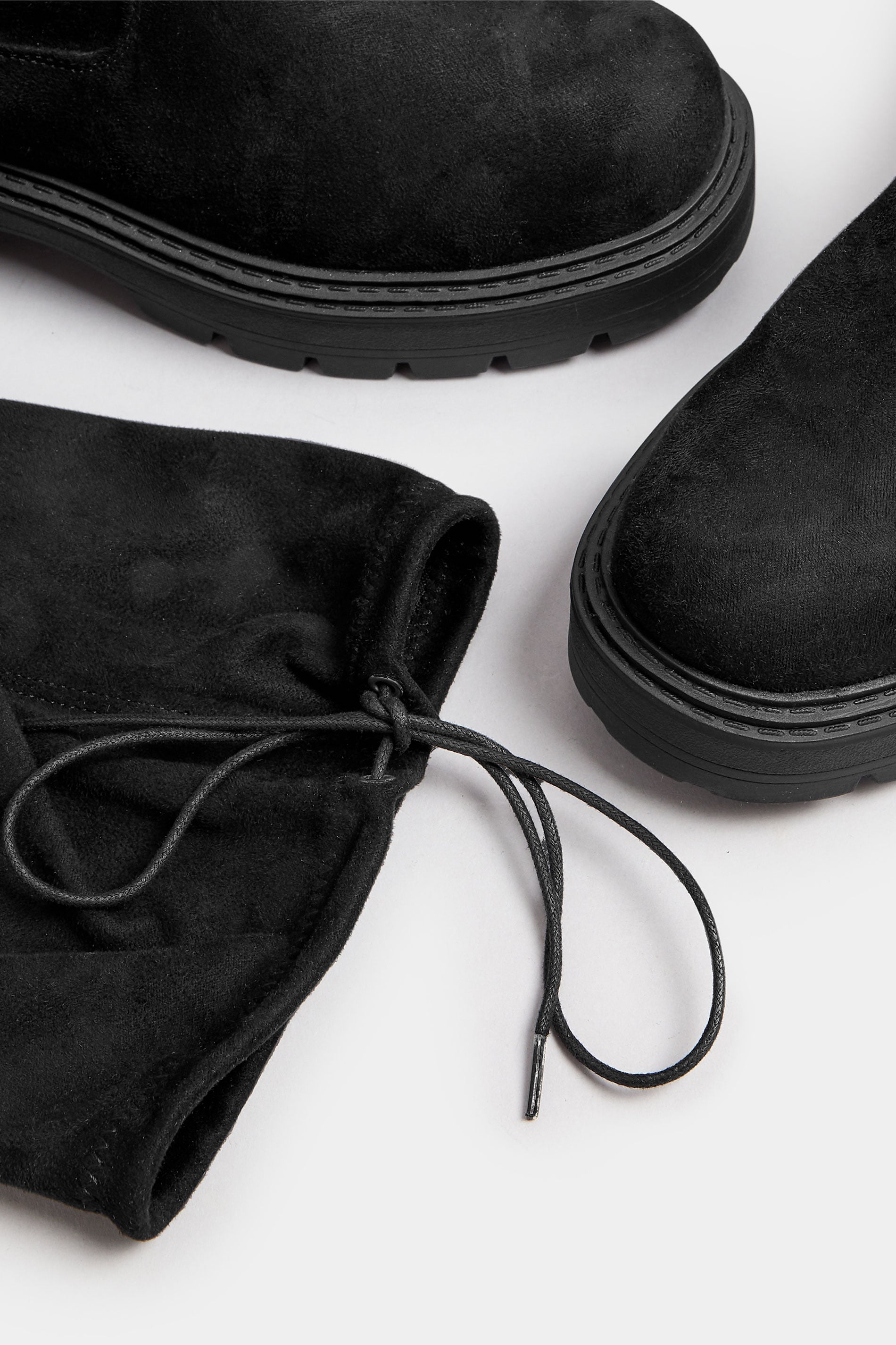 Black Faux Suede Knee High Boots In Extra Wide EEE Fit | Yours Clothing  6