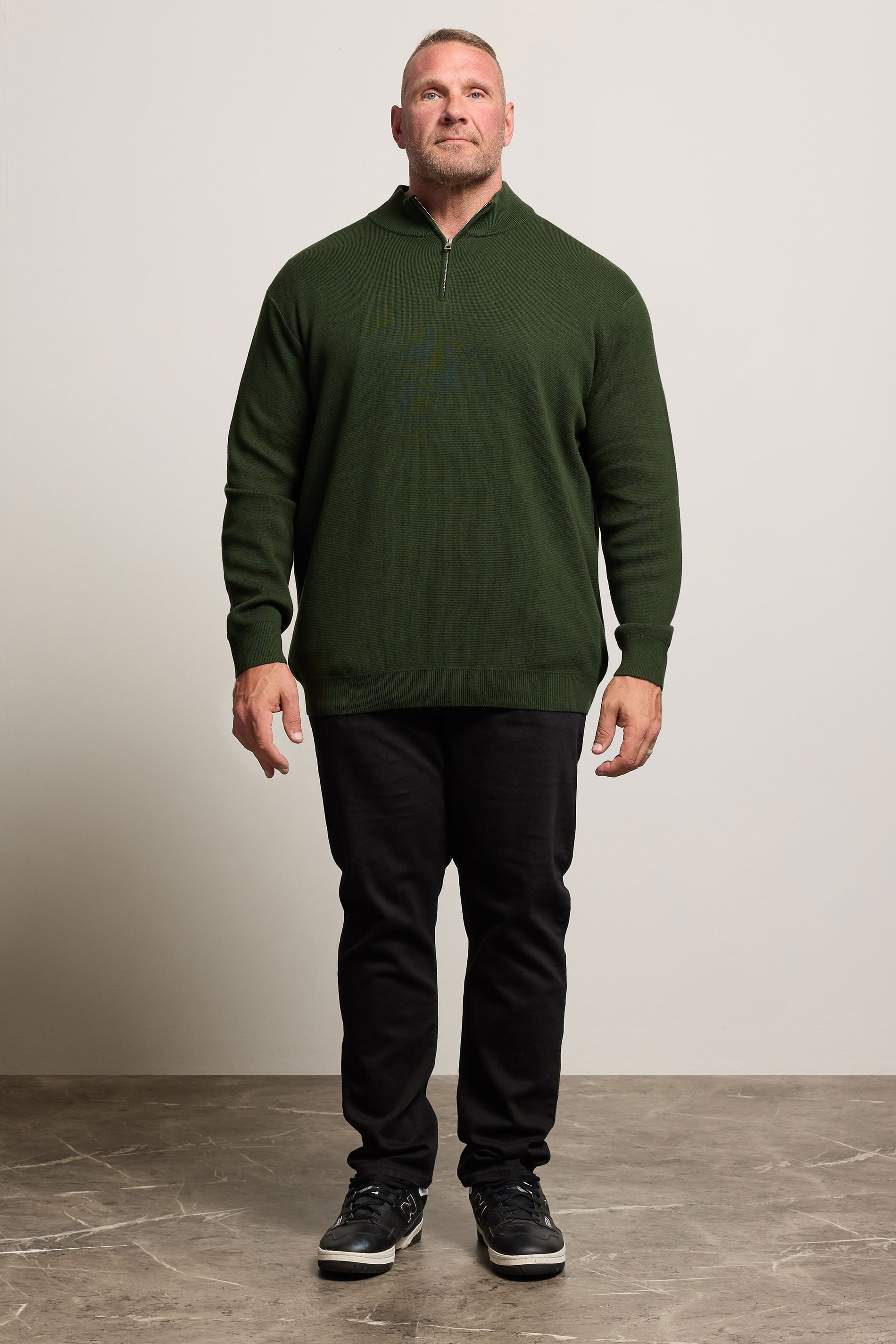 BadRhino Big & Tall Dark Green Milano Quarter Zip Jumper | BadRhino 1