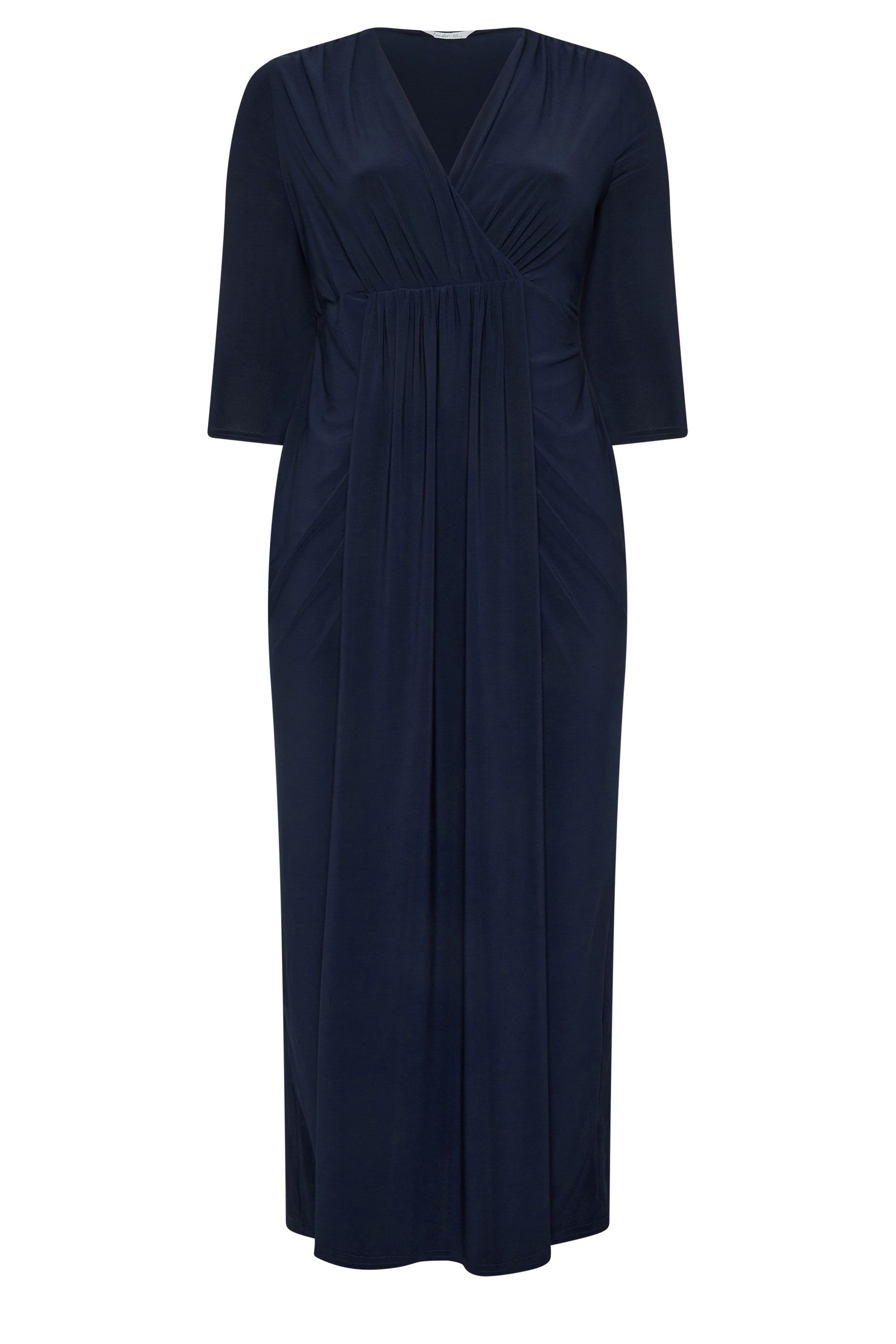 YOURS LONDON Plus Size Navy Blue Maxi Drape Dress | Yours Clothing 5