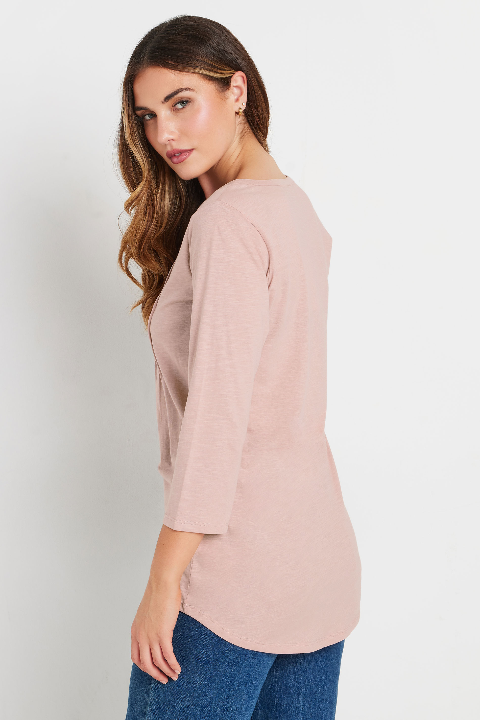 LTS Tall Light Pink Cotton Henley Top | Long Tall Sally 2