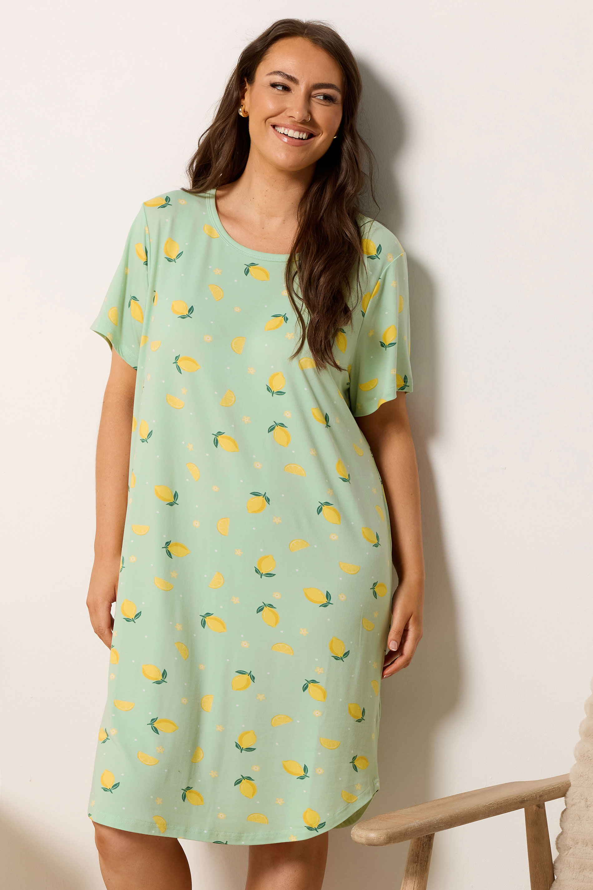 YOURSET Plus Size 2 PACK Black Lemon & Cherry Soft Touch Nightdresses | Yours Clothing 2