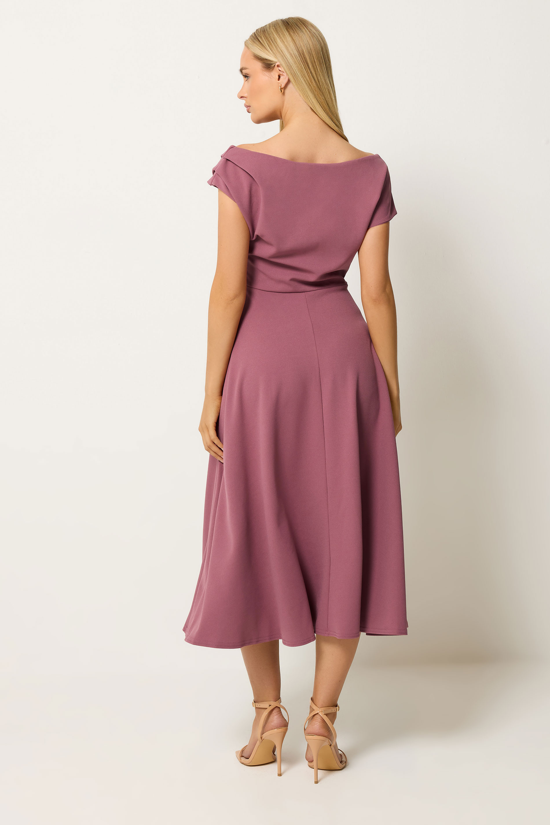 STAR Mauve Purple Off Shoulder Fit and Flare Dress | StarByJM 4