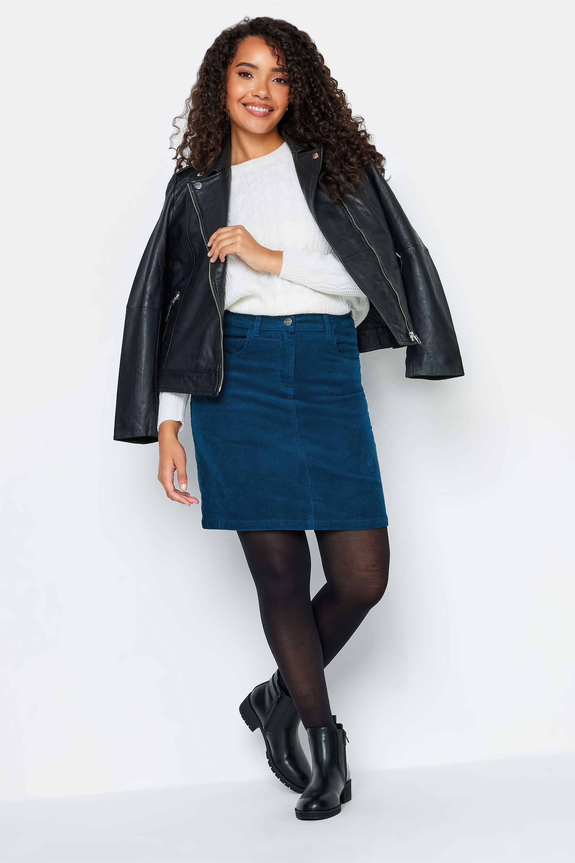 M&Co Teal Blue Cord A-Line Mini Skirt | M&Co 2
