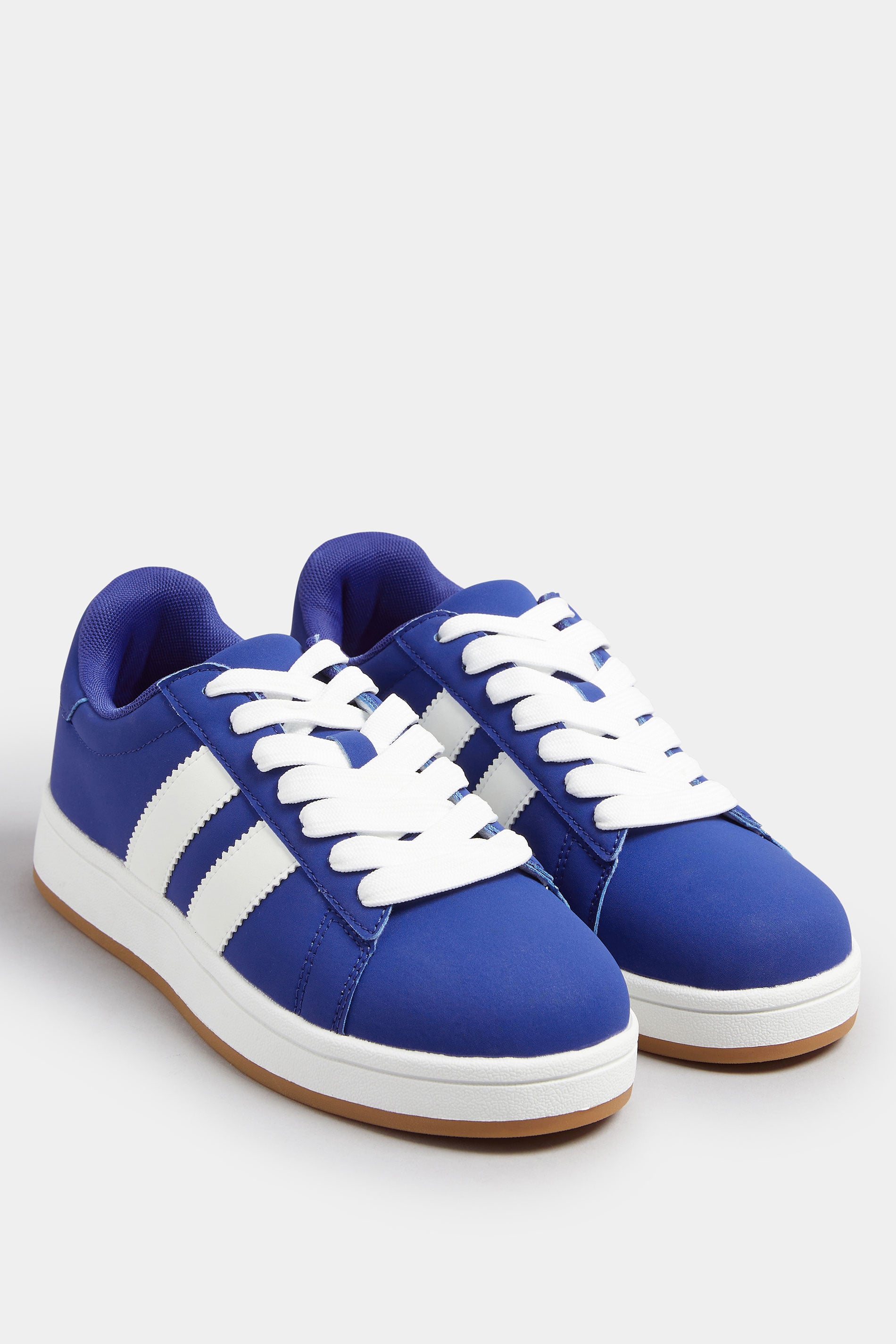 Dark Blue Padded Lace Up Trainers In Wide E Fit | Yours Clothing 1