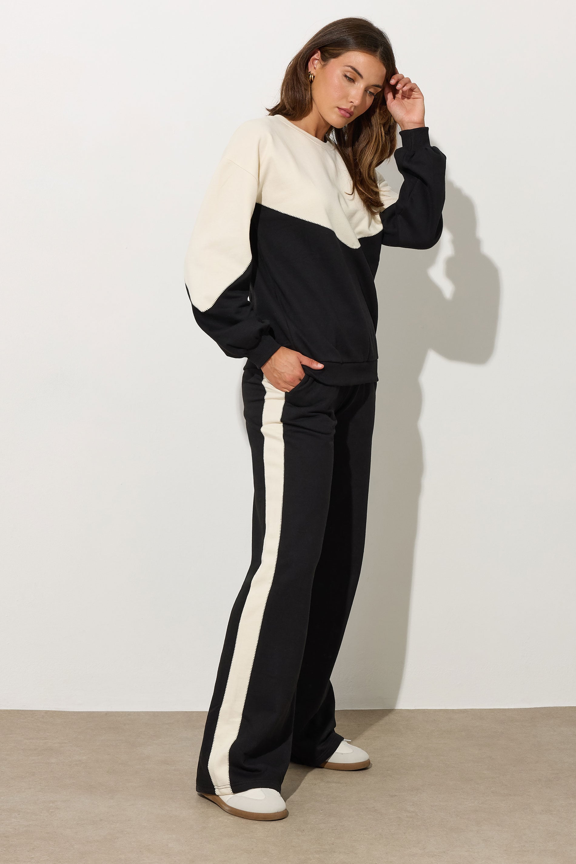 LTS Tall Black Contrast Colour Block Sweatshirt | Long Tall Sally 1