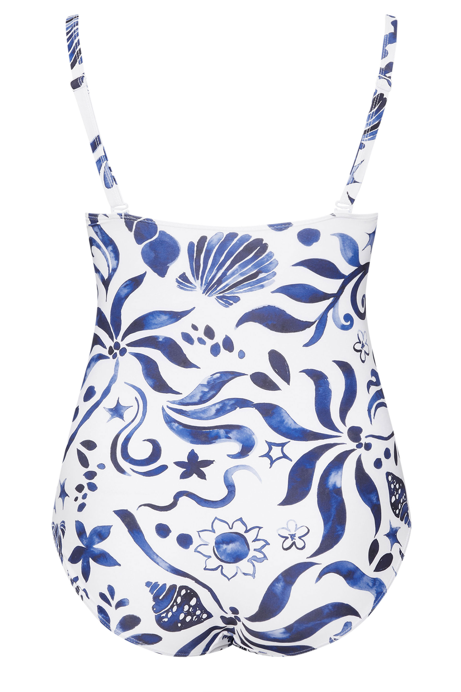 YOURS Plus Size White Abstract Floral Print Swimsuit | Yours Clothing 8