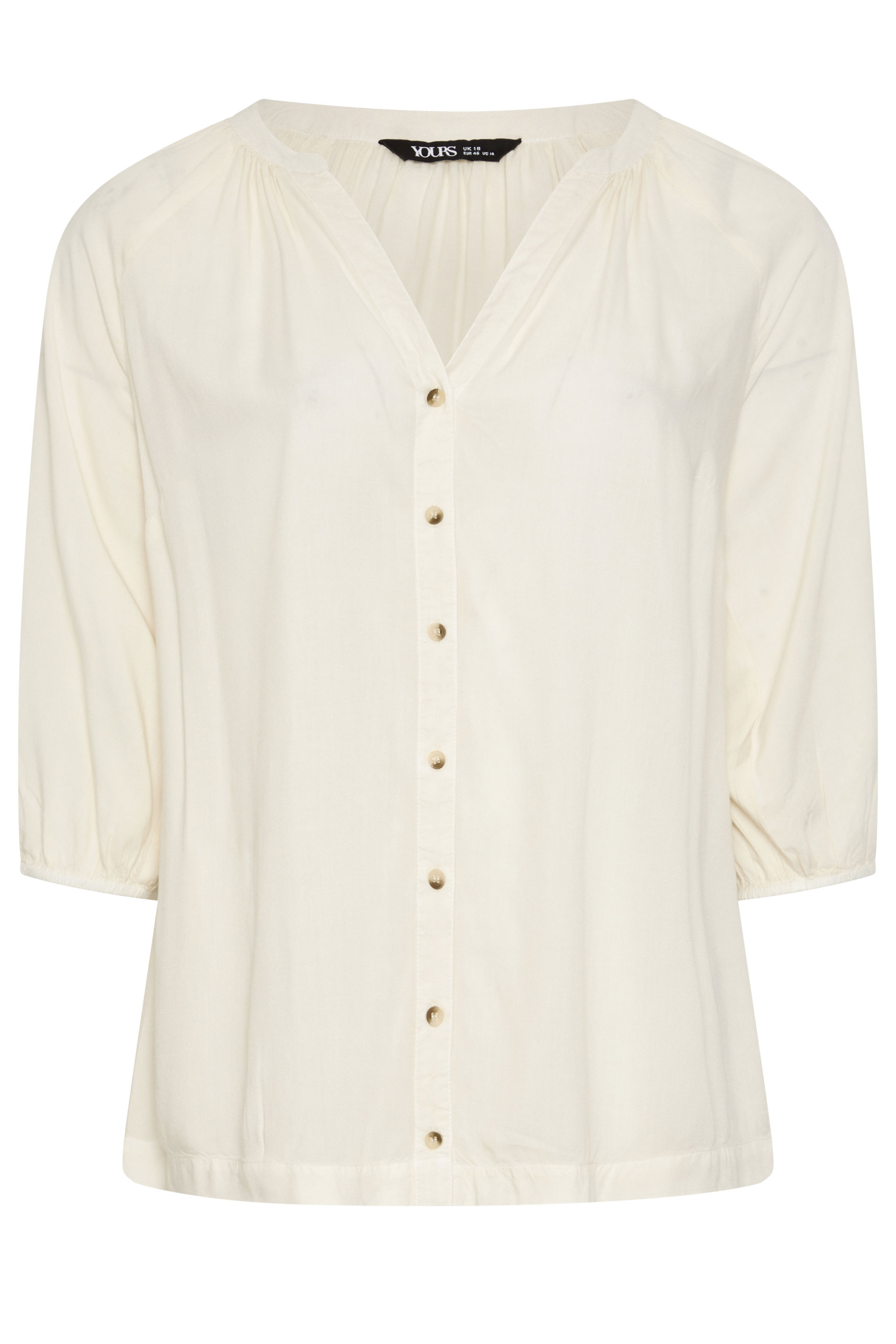 YOURS Plus Size Ivory White Chambray Blouse | Yours Clothing 5