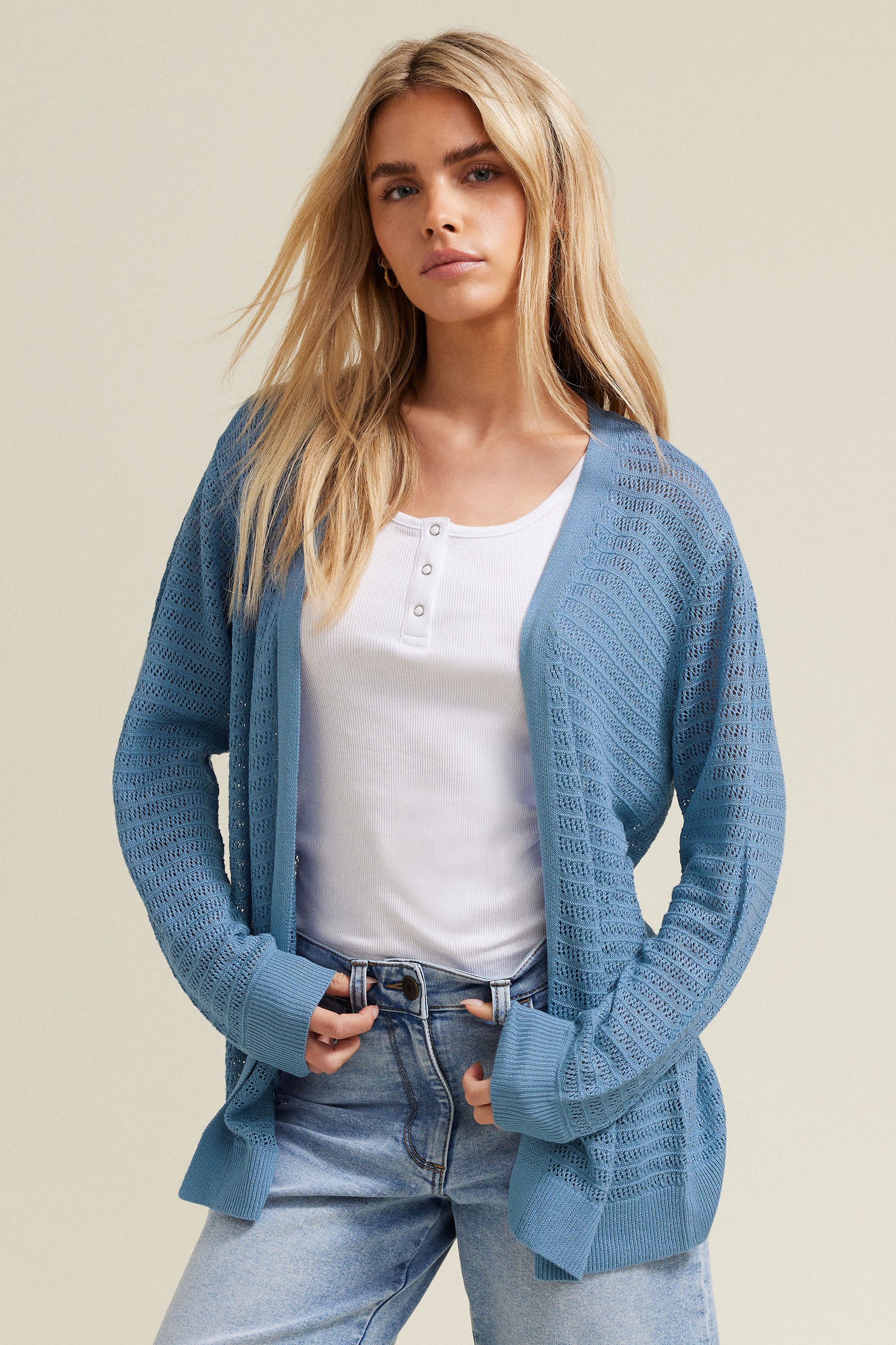 M&Co Petite Blue Pointelle Detail Cardigan | M&Co 3