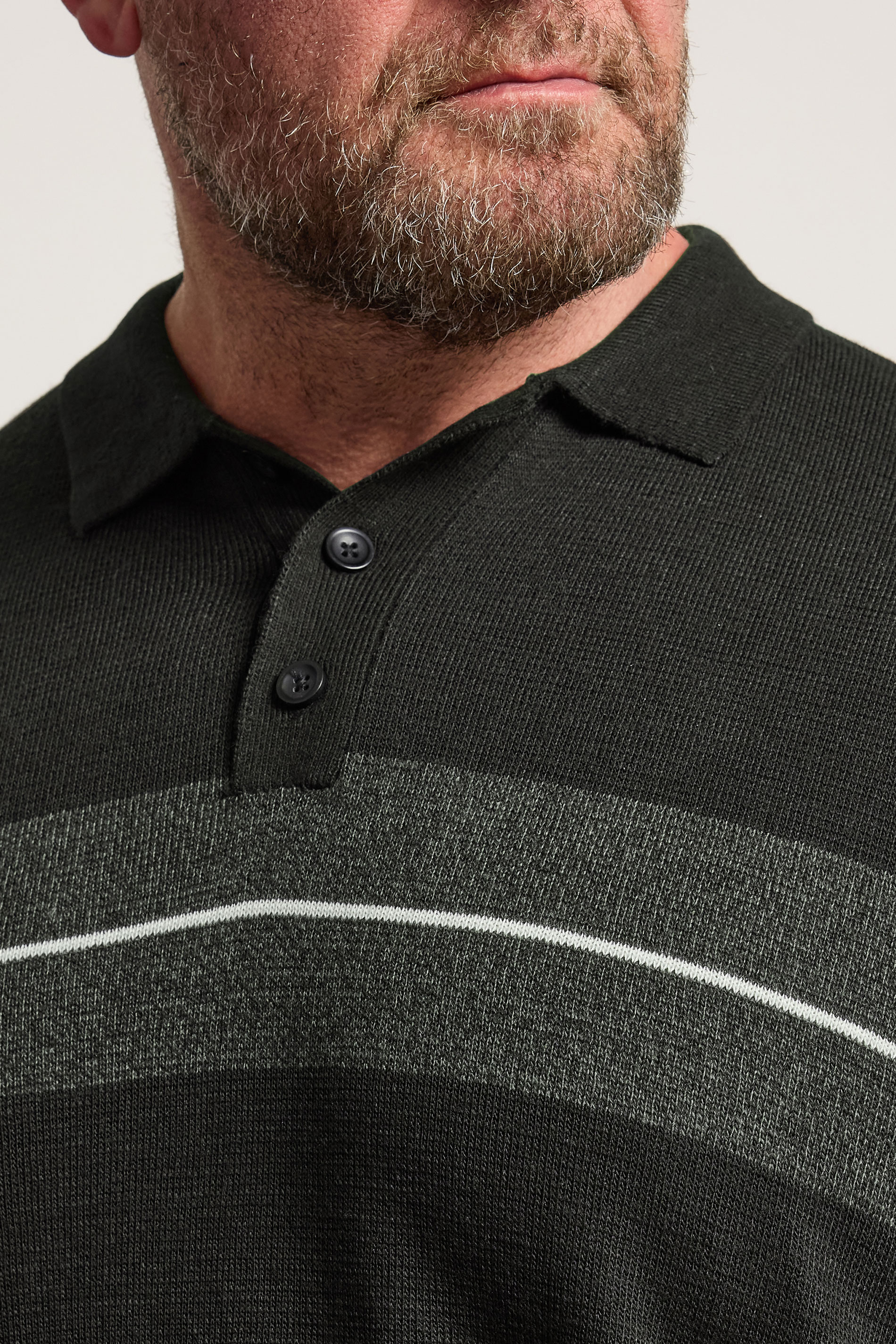 BadRhino Big & Tall Black Stripe Collared Knitted Polo | BadRhino 5