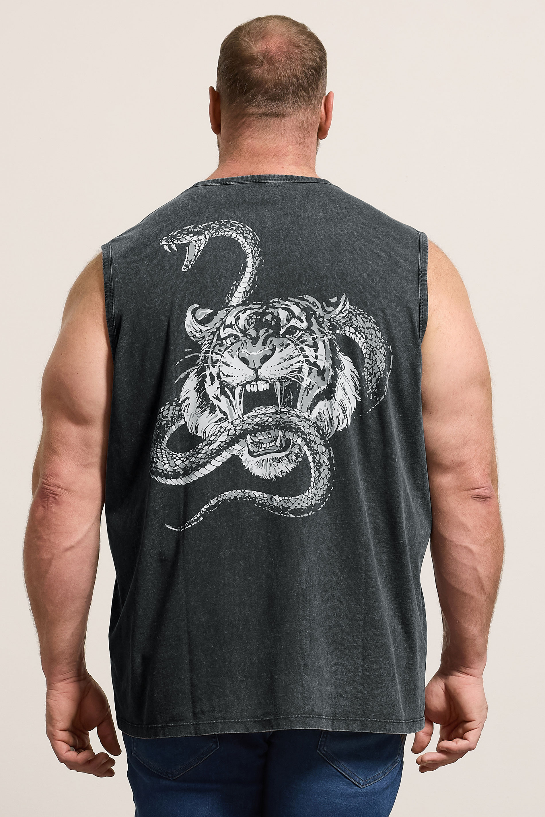 BadRhino Big & Tall Black Acid Wash Graphic Vest | BadRhino 2