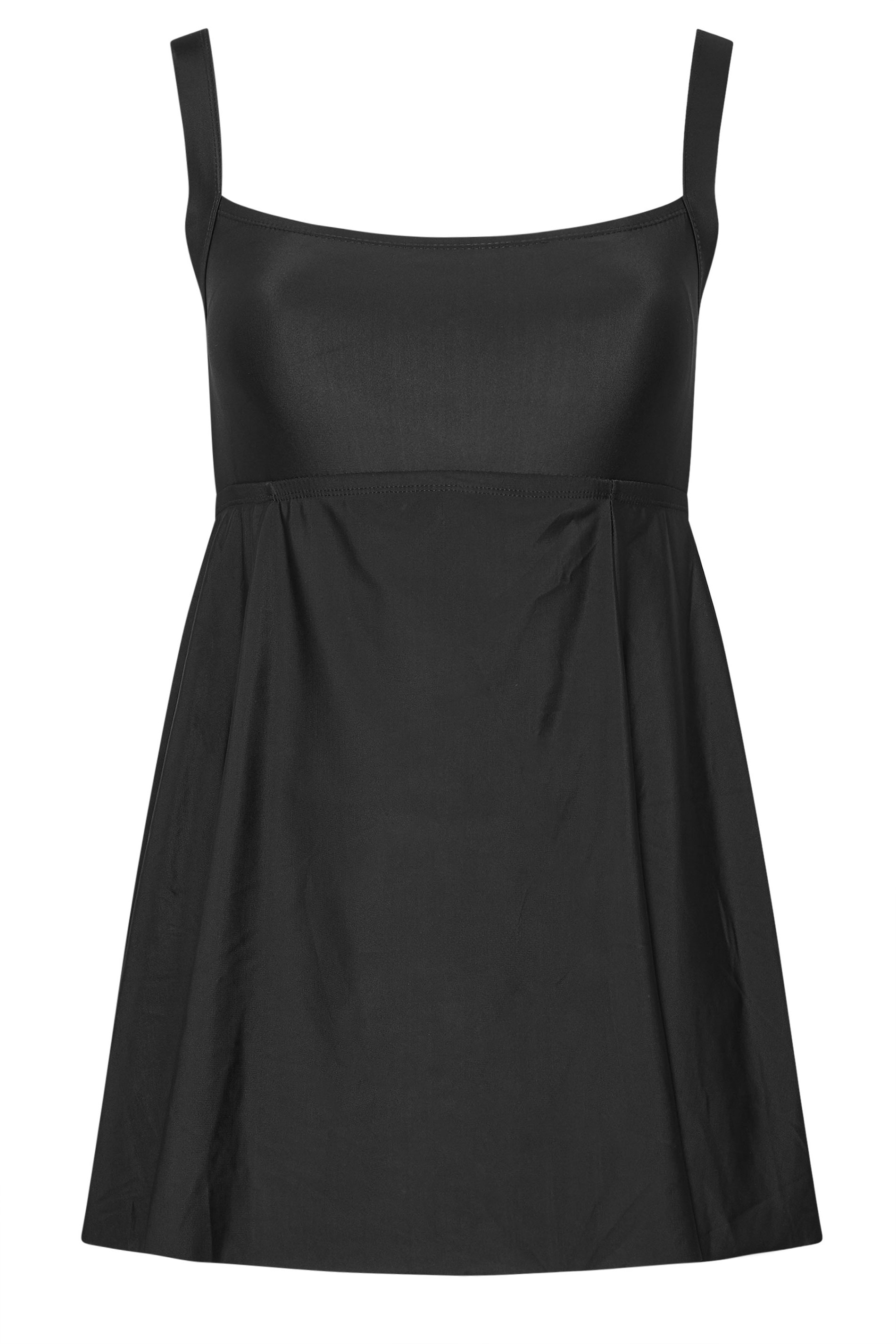 YOURS Plus Size Black Square Neckline Tummy Control Swim Dress | Yours Clothing 7