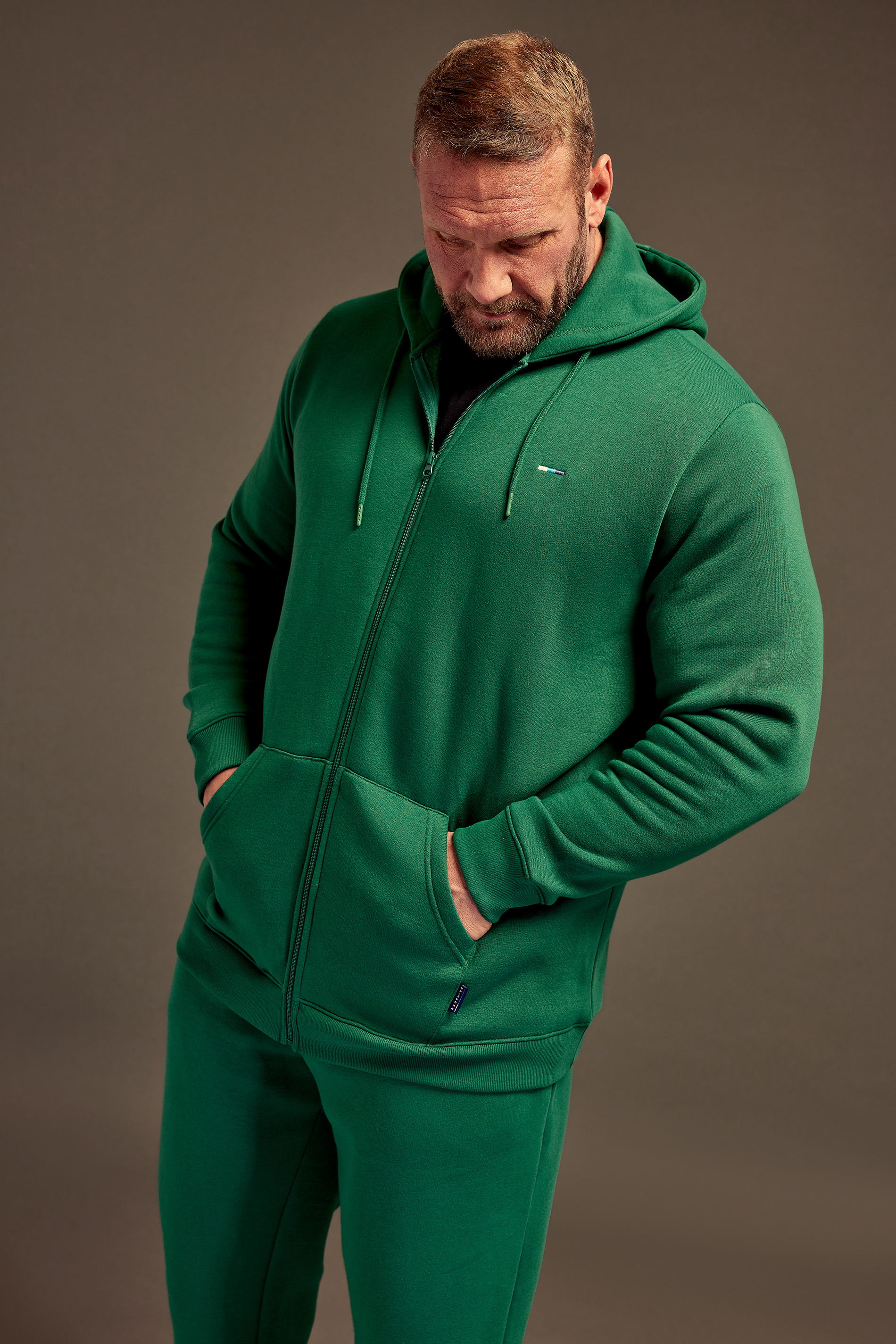 BadRhino Mens Plus Size Big & Tall Forest Green Logo Zip Hoodie | BadRhino  1