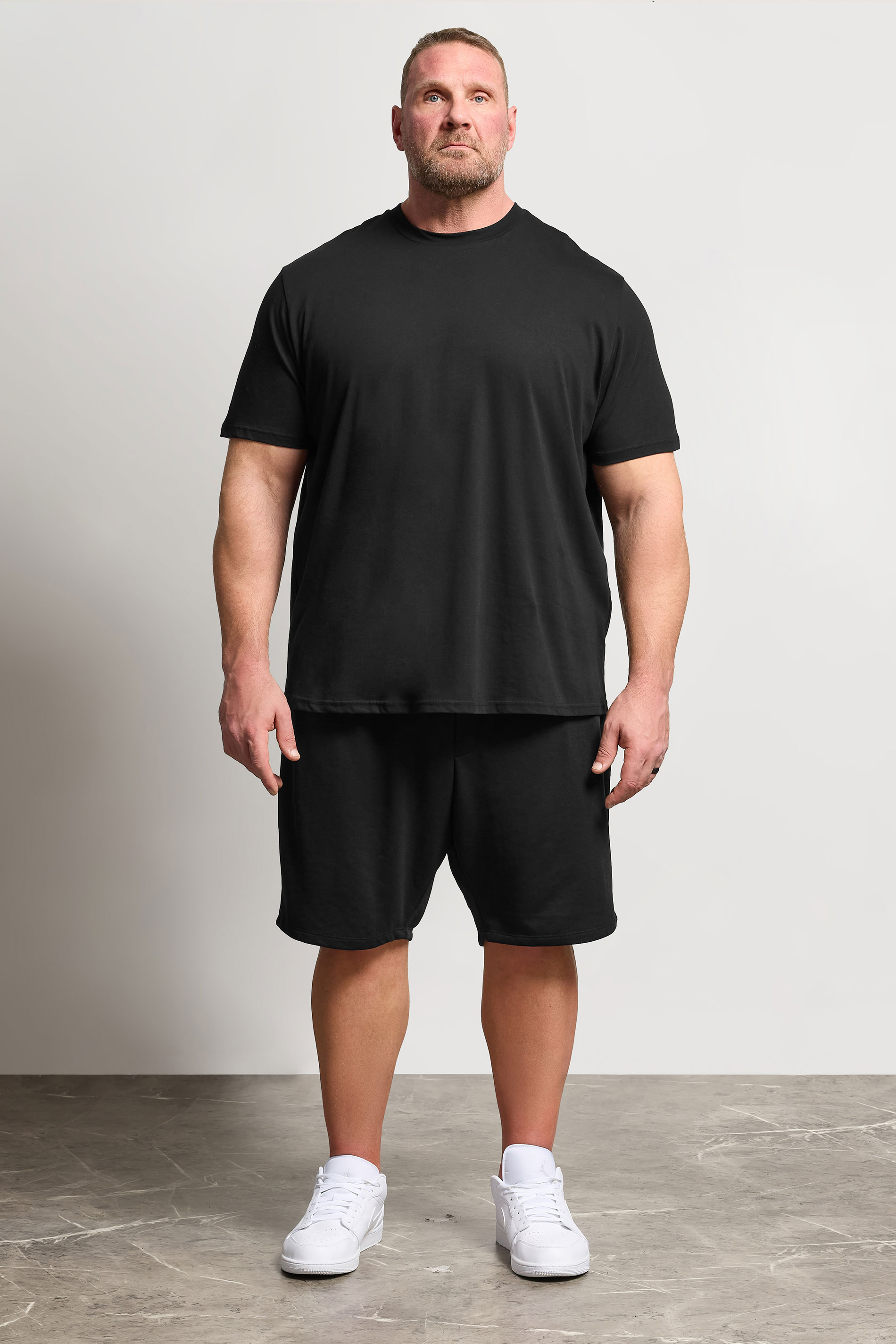 JACK & JONES Big & Tall Black T-Shirt & Short Set | BadRhino 3