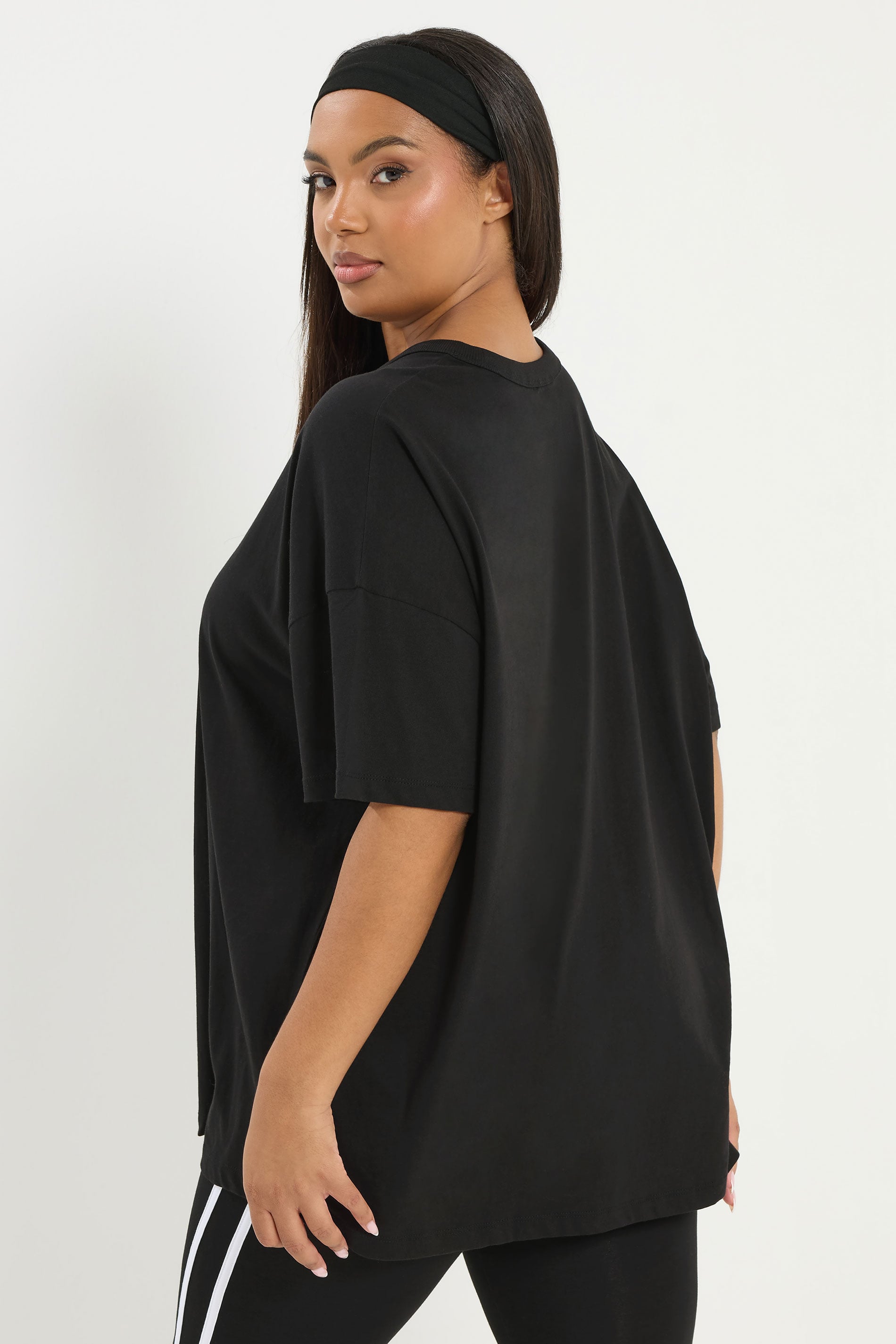 YOURS ACTIVE Plus Size Black 'Feel Good Vibe' T-Shirt | Yours Clothing 4