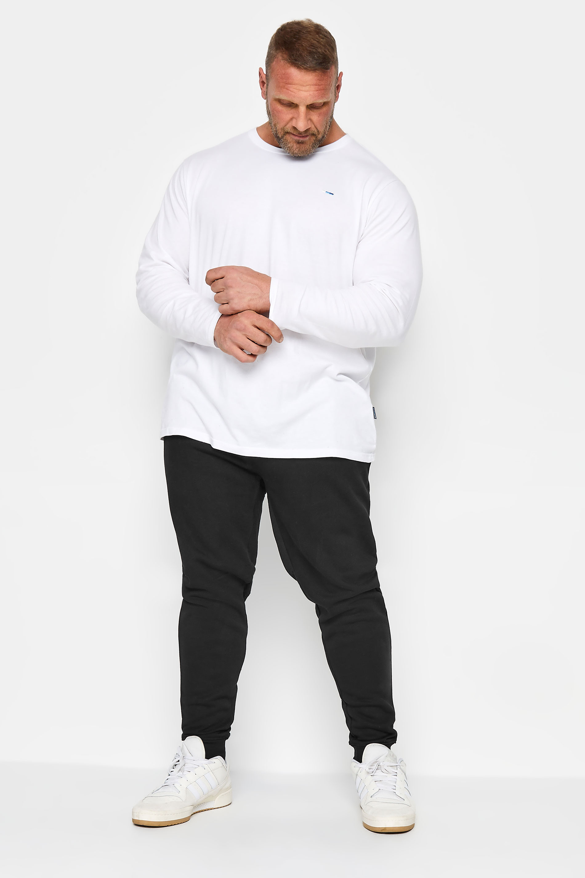 D555 Big & Tall Black Cuffed Joggers | BadRhino  3