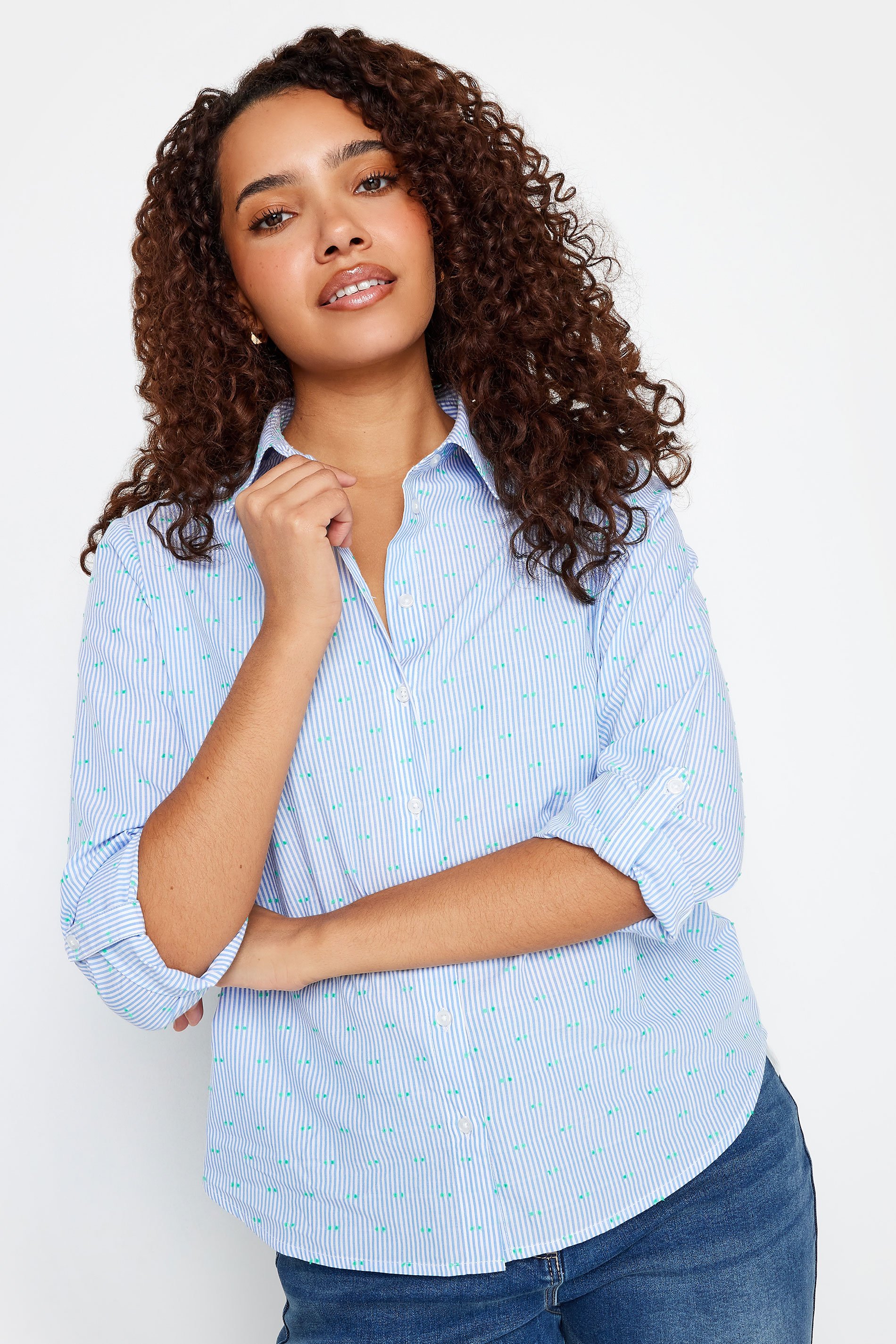 M&Co Blue Striped Dobby Shirt | M&Co 2