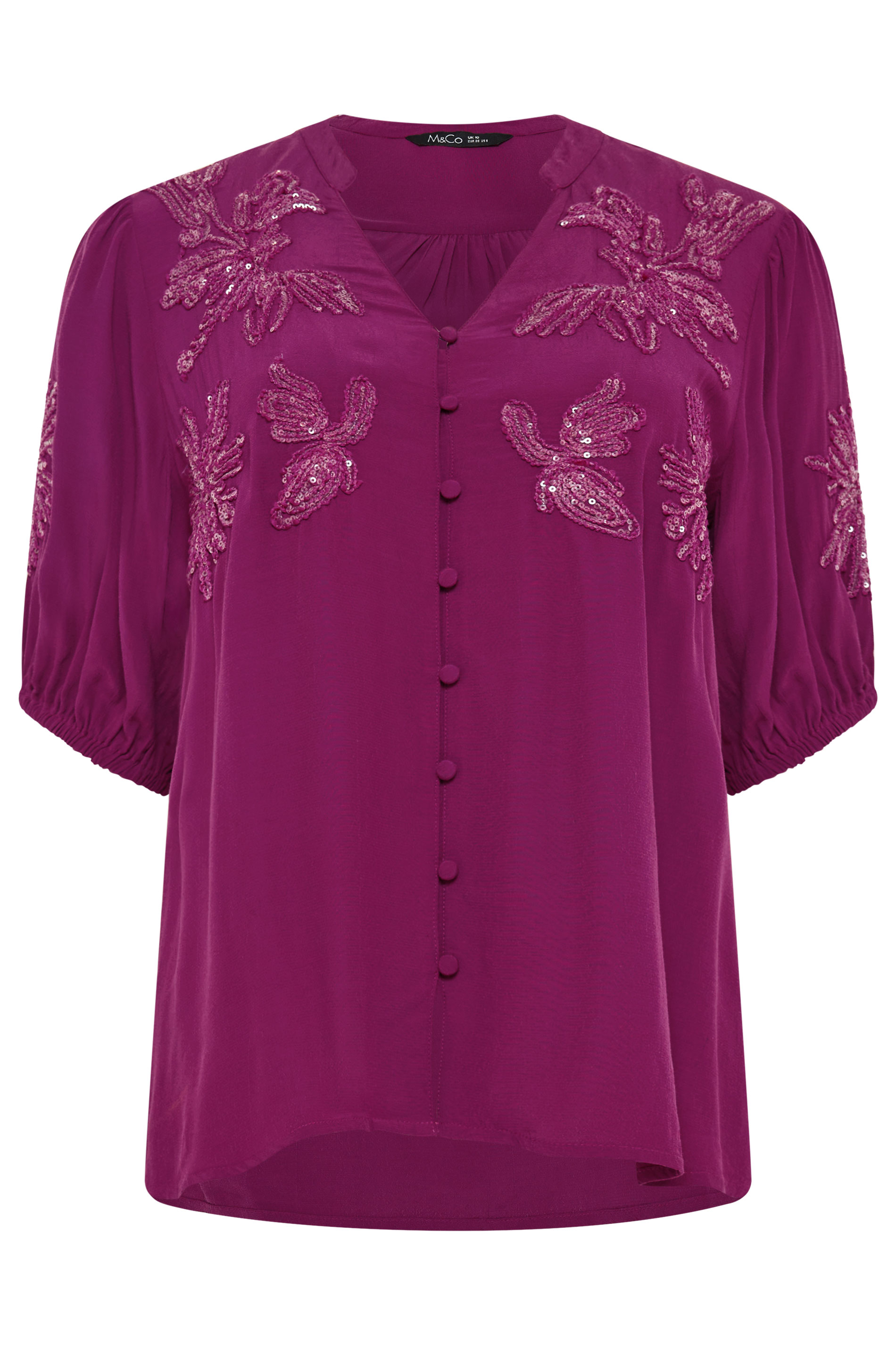 M&Co Berry Purple Sequin Embellished Blouse | M&Co 5