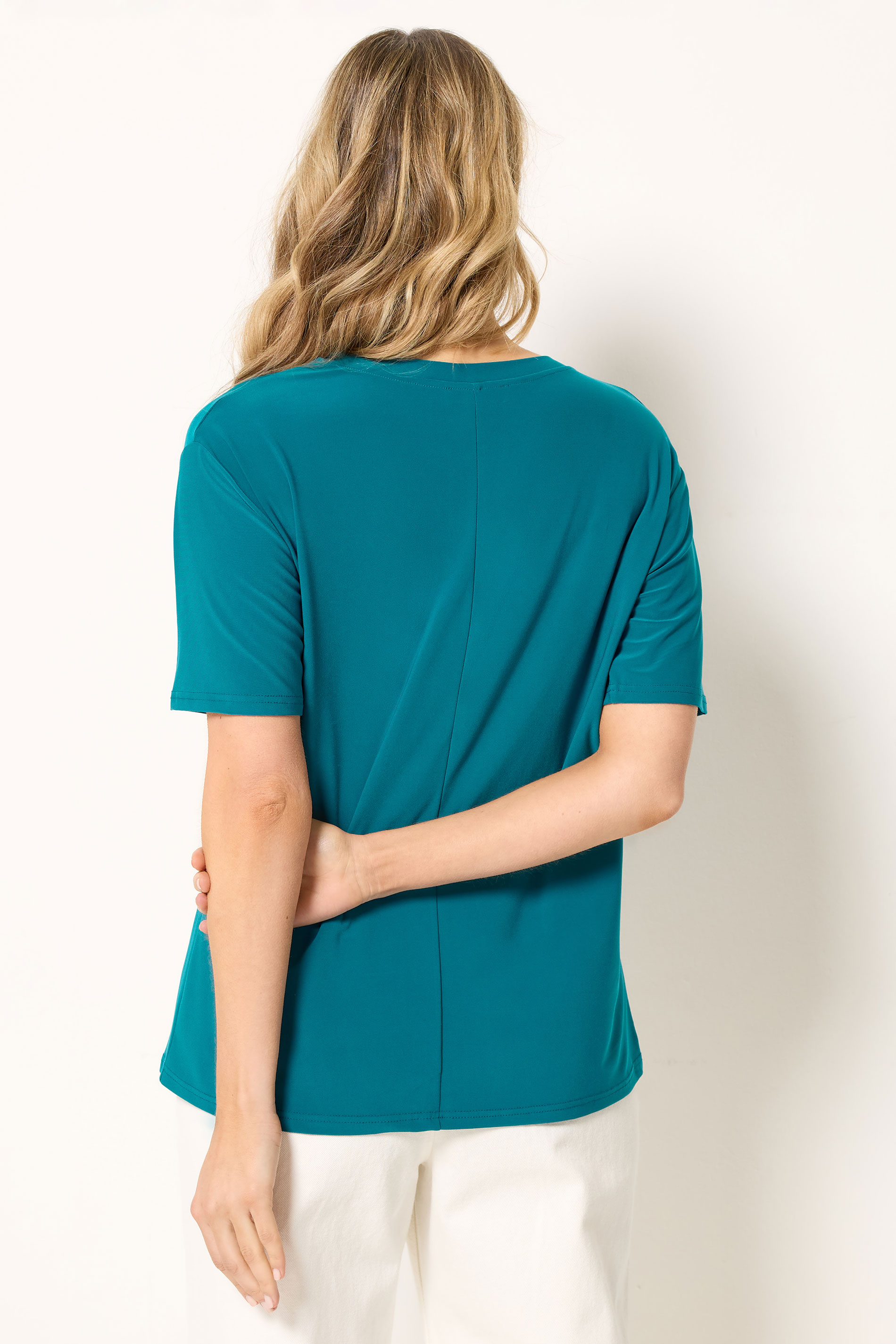 LTS Tall Women's Teal Blue Metal Detail Oversized T-Shirt | Long Tall Sally 2