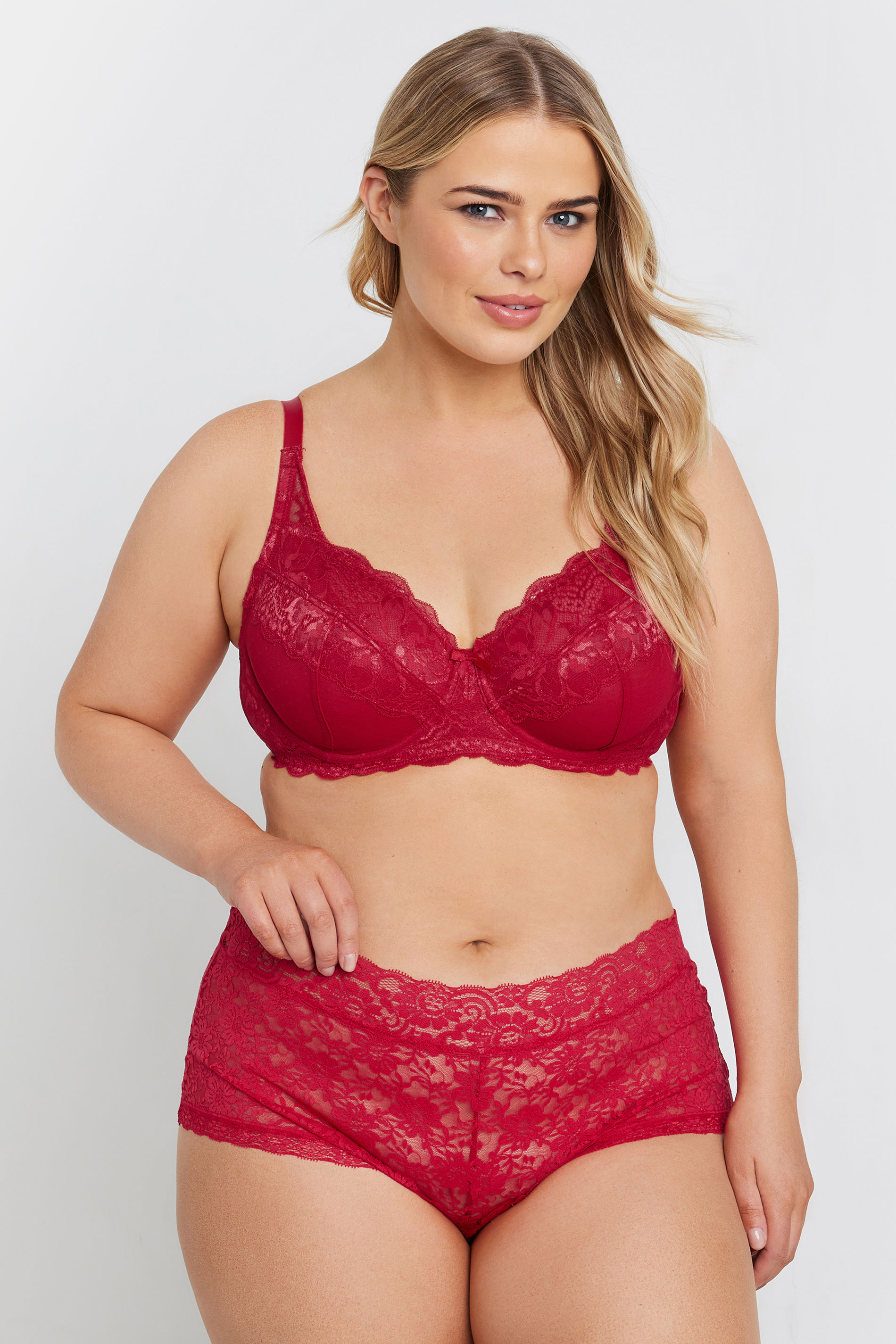 YOURSET Plus Size 3 PACK Red & Black Leopard Print Lace Mid Rise Shorts | Yours Clothing 9