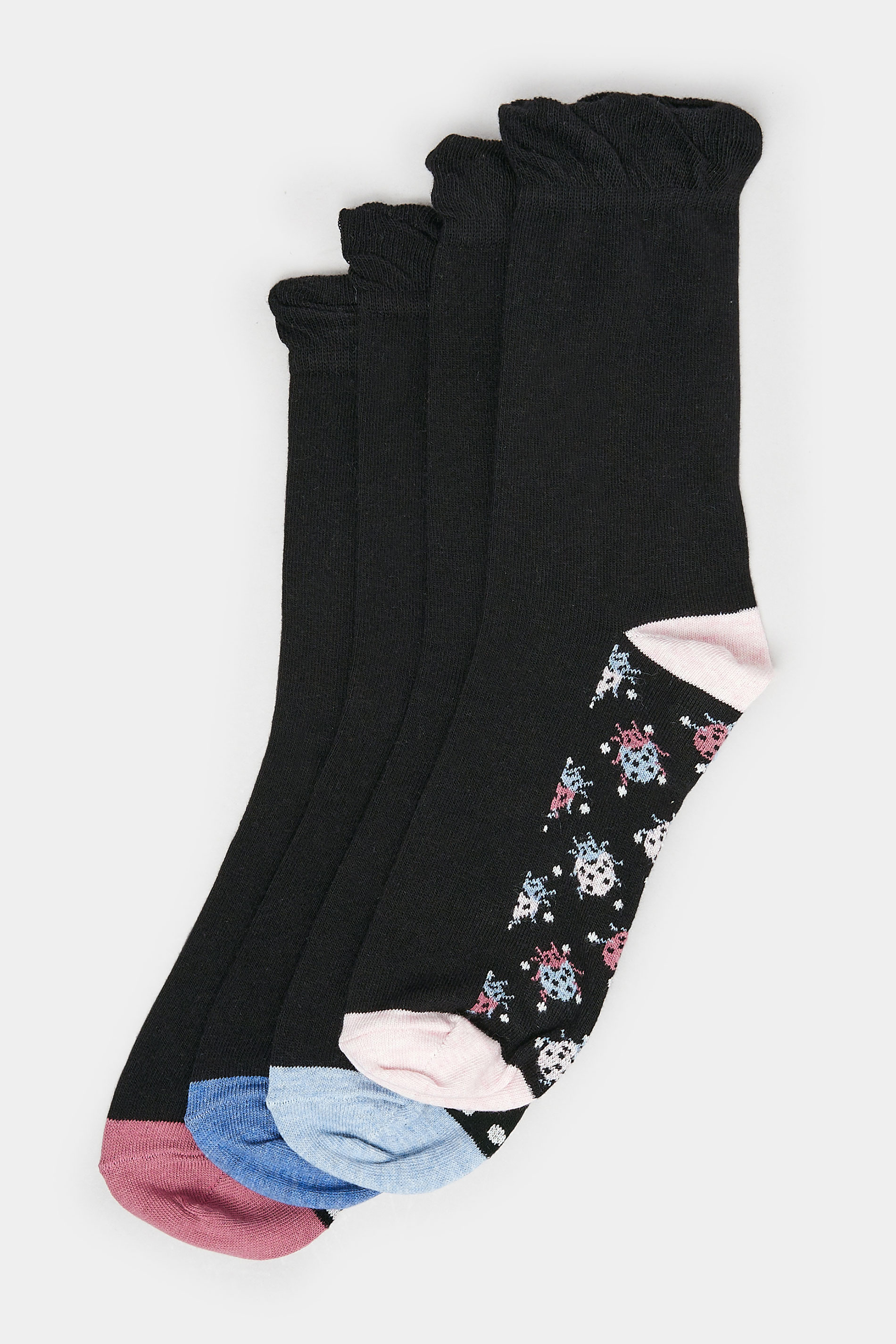 YOURS 4 PACK Plus Size Black Butterfly Print Ankle Socks | Yours Clothing 2