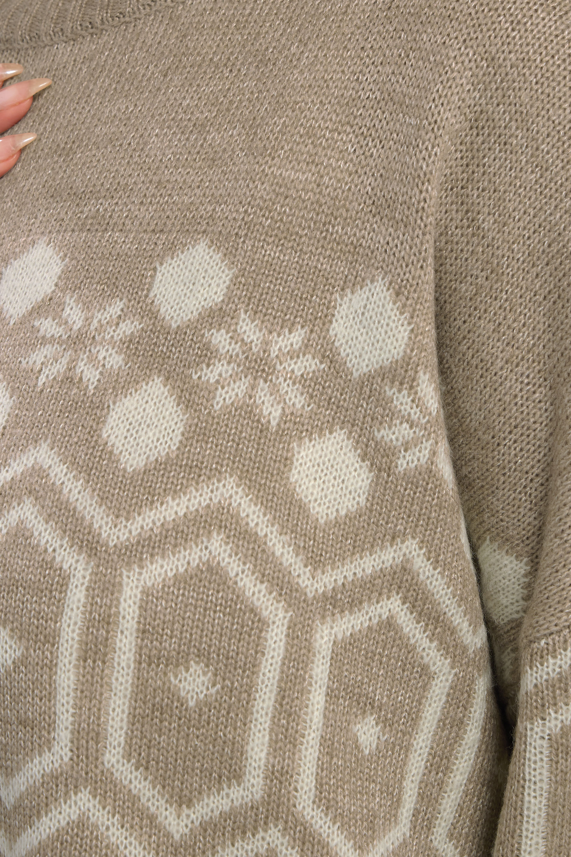 YOURS Plus Size Natural Brown Fairisle Jumper | Yours Clothing 5