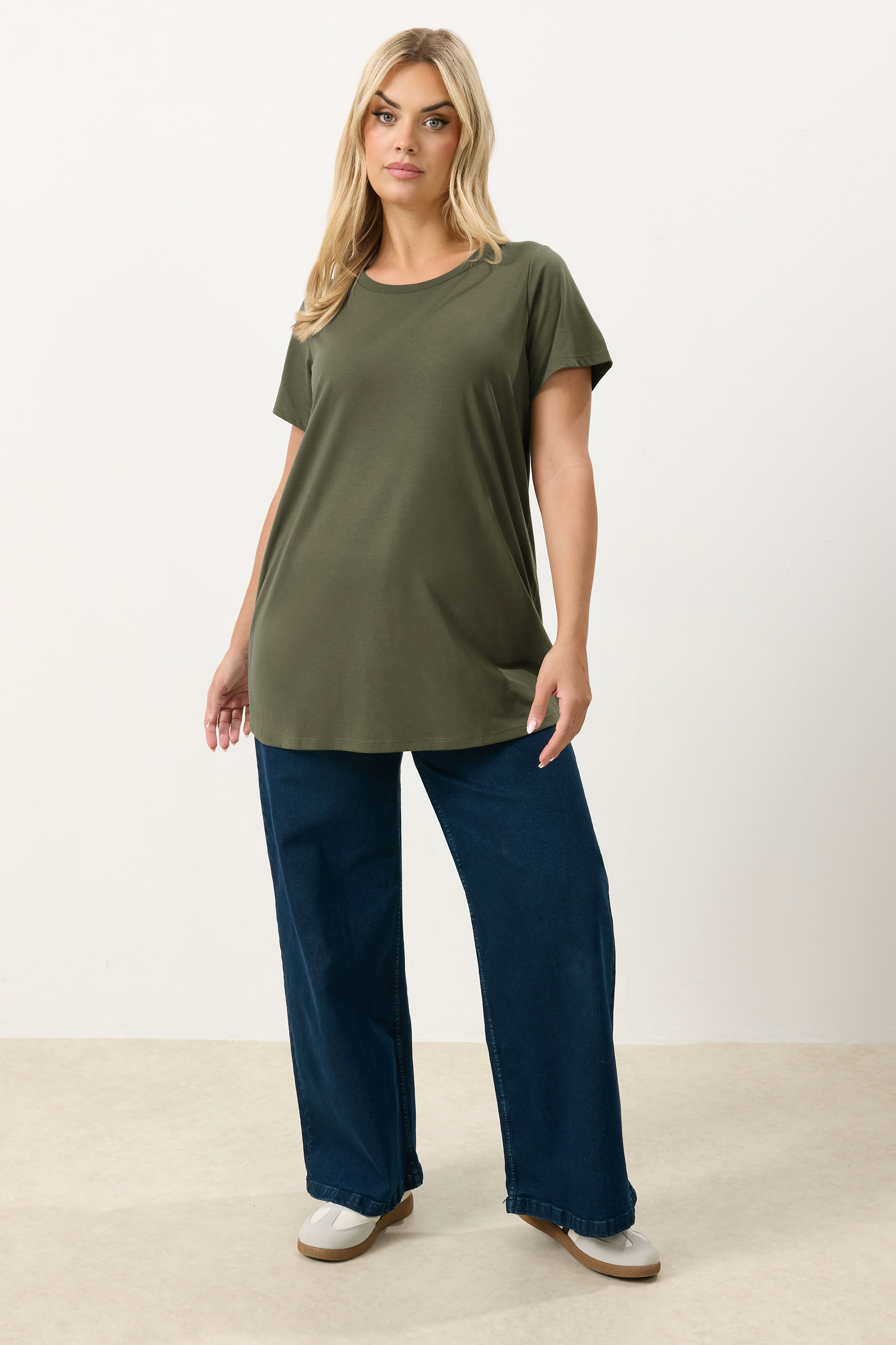 YOURS Plus Size Khaki Green Core T-Shirt | Yours Clothing 1