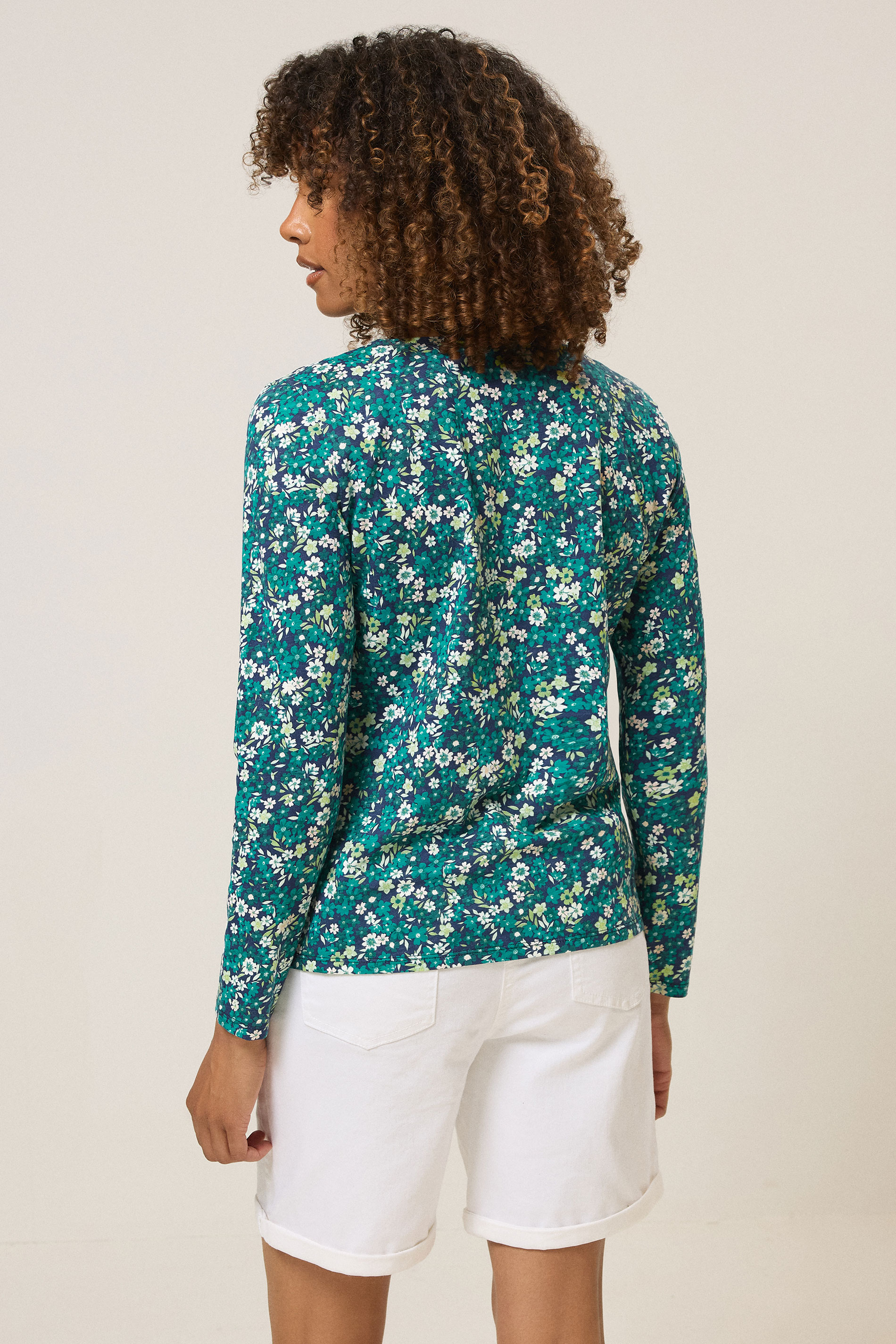 M&Co 2 Pack Light Green & Floral Print Cotton Notch Neck T-Shirts | M&Co 5