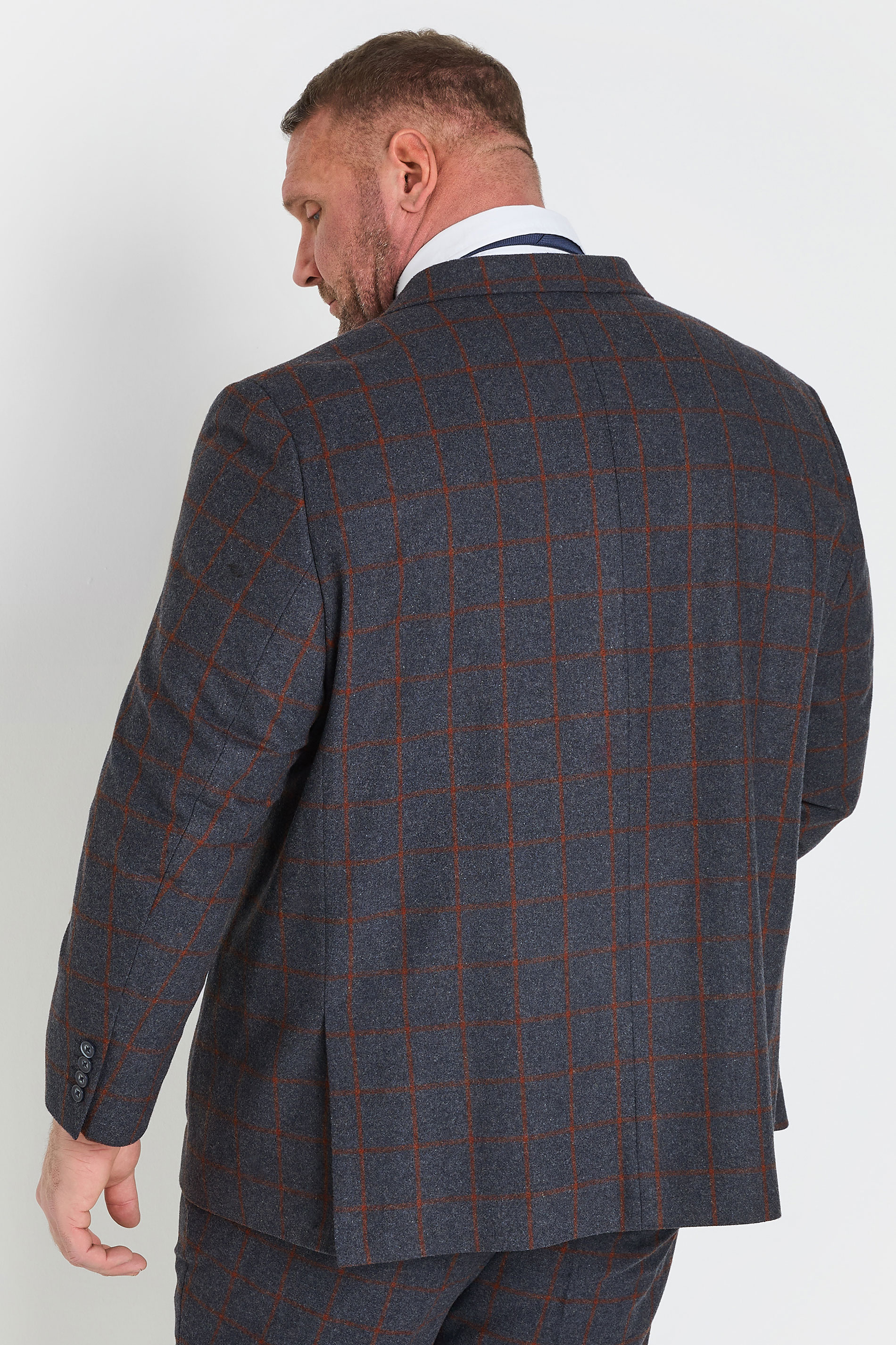 BadRhino Tailoring Big & Tall Blue & Red Checked Suit Jacket | BadRhino 8