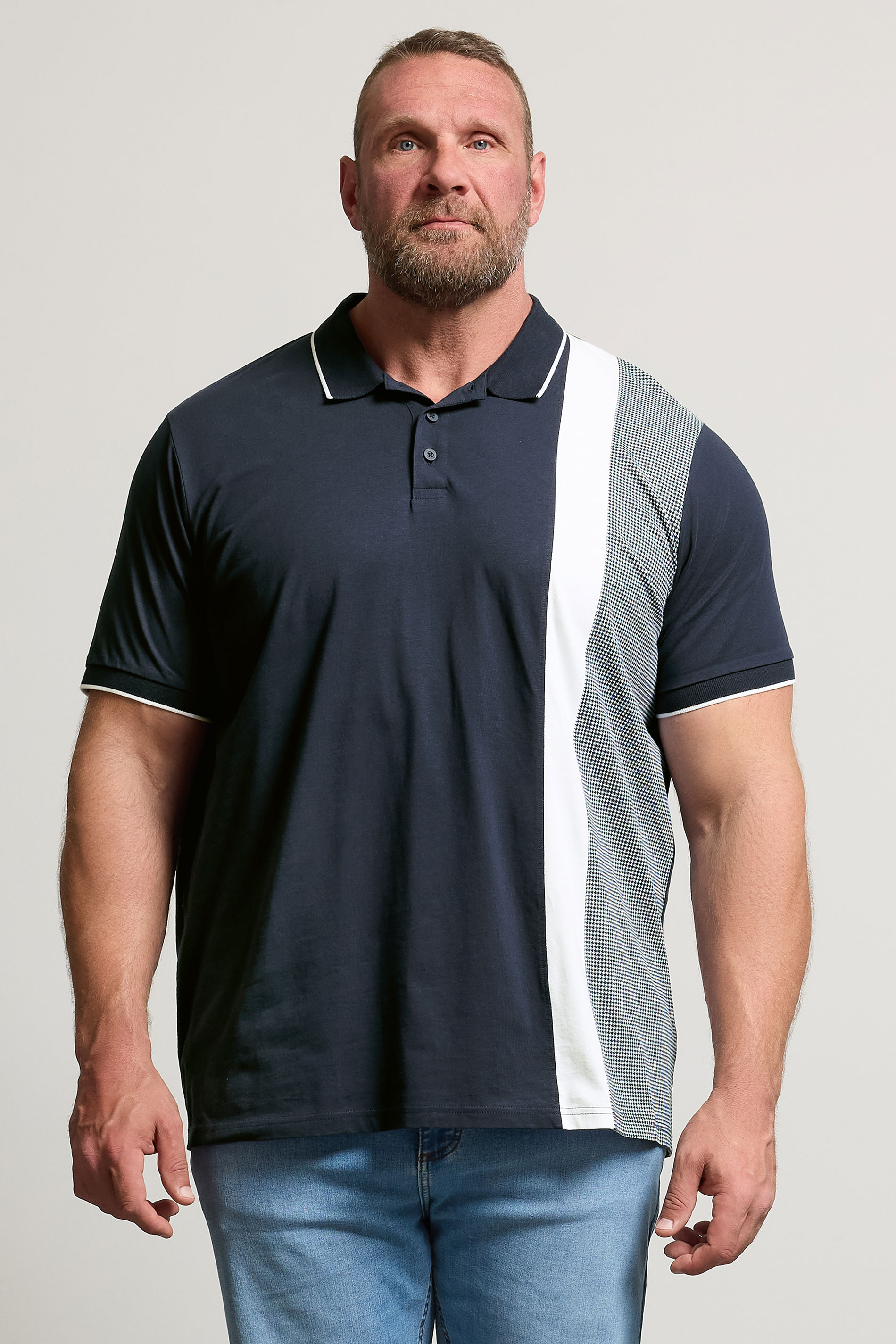 BadRhino Big & Tall Navy Blue Cut & Sew Tipped Polo Shirt | BadRhino 3