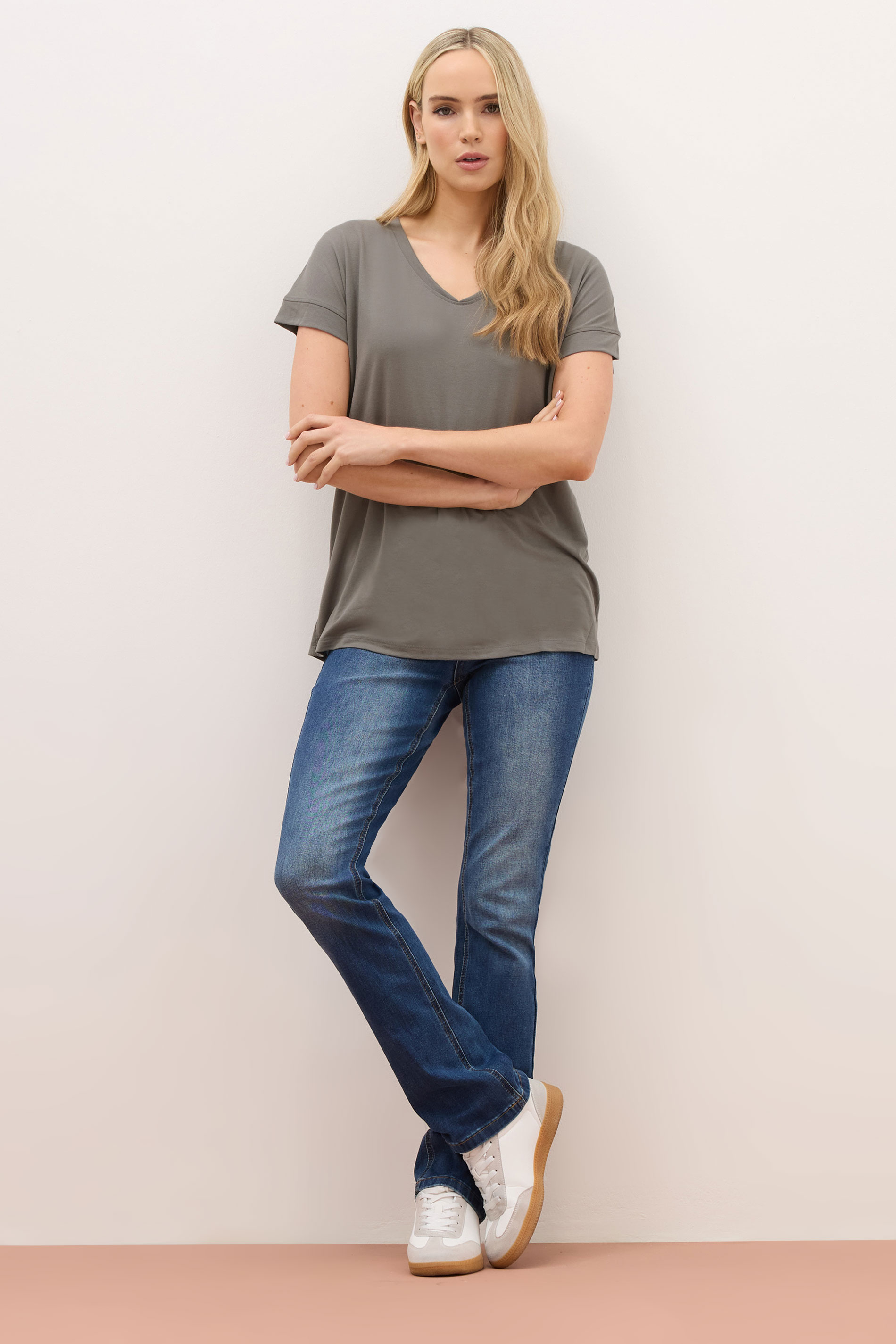 LTS PREMIUM Tall Grey V-Neck Modal T-Shirts | Long Tall Sally 1