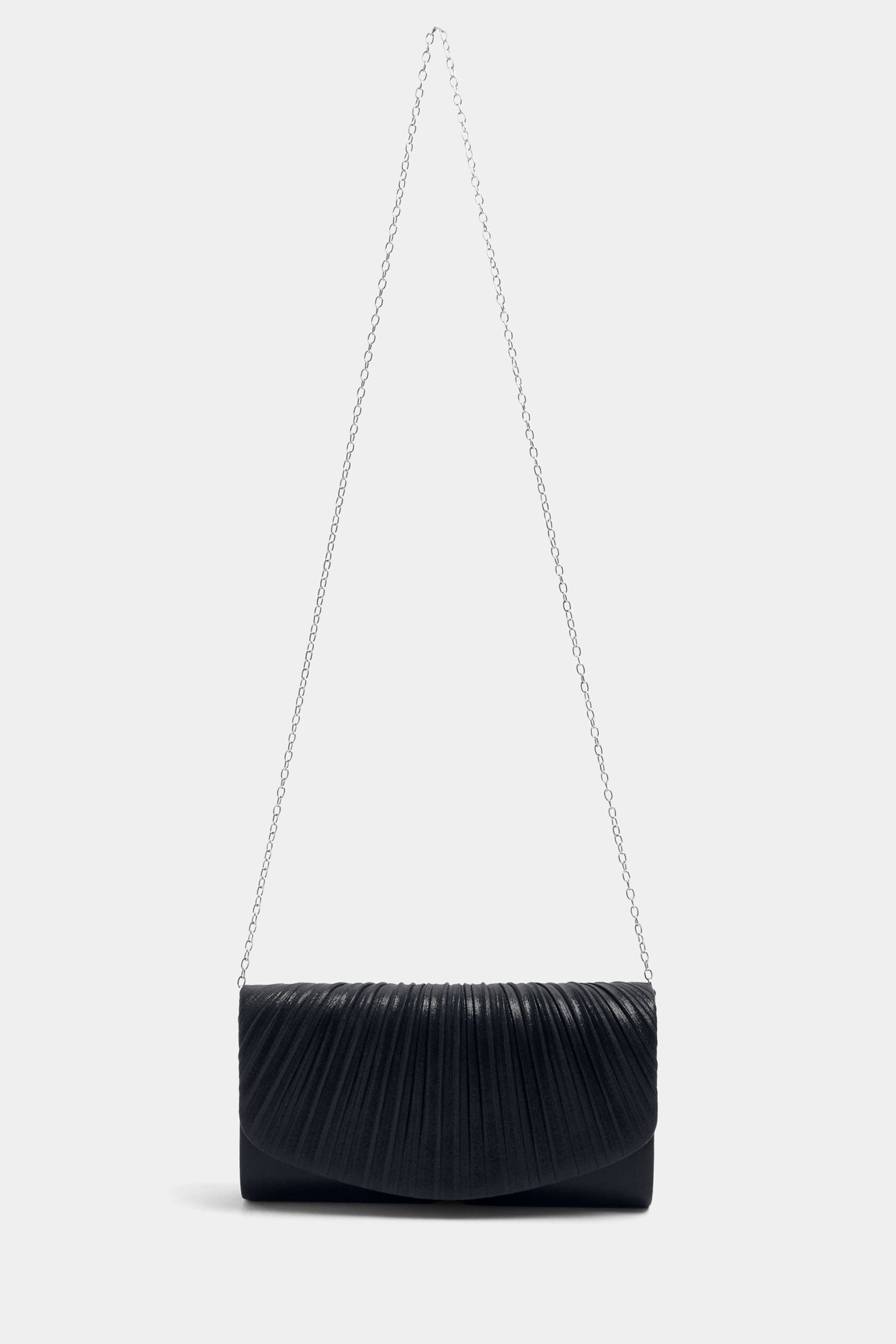 Black Ruched Envelope Clutch Bag | Yours Clothing 4
