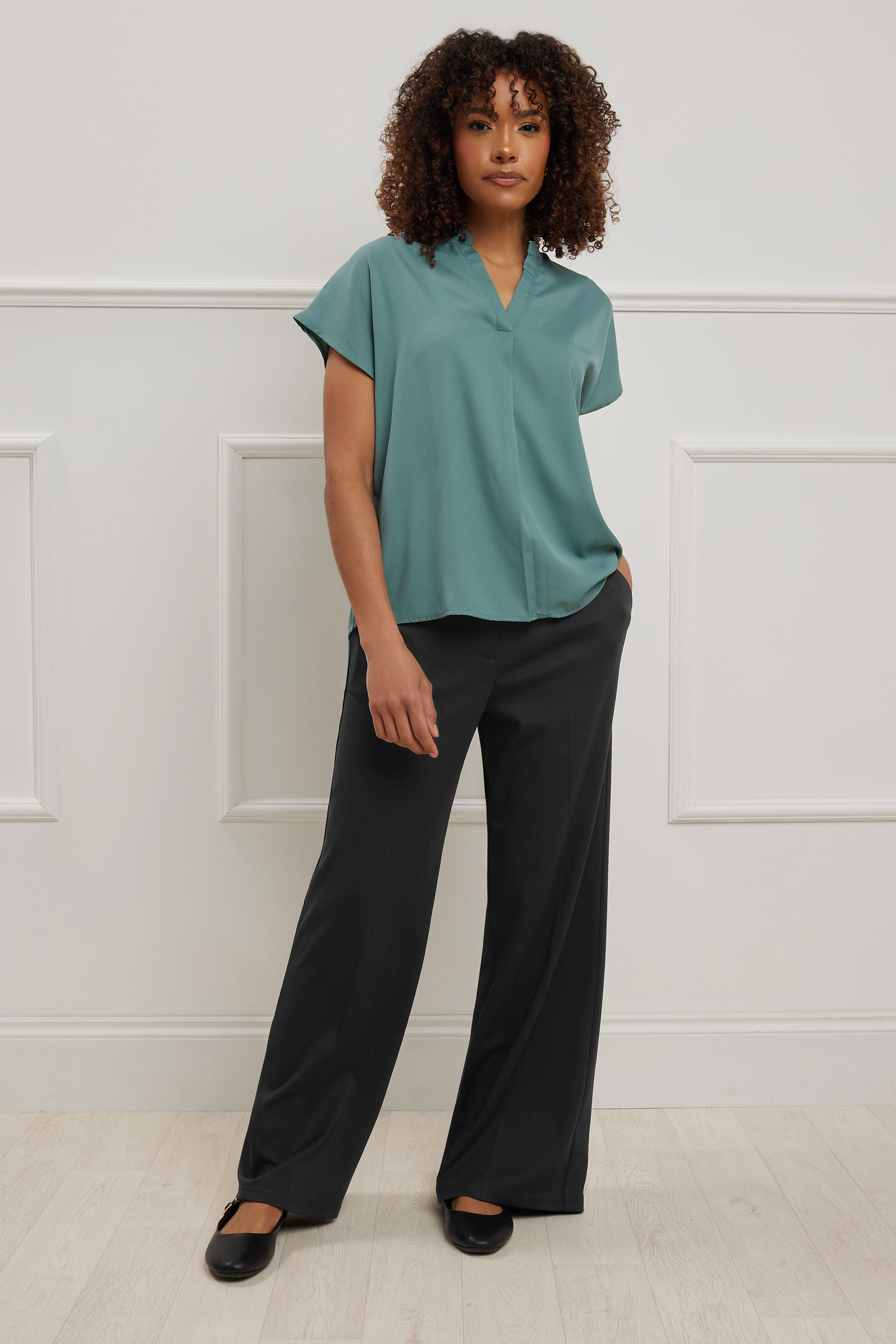 M&Co Black Ponte Wide Leg Trousers | M&Co 2