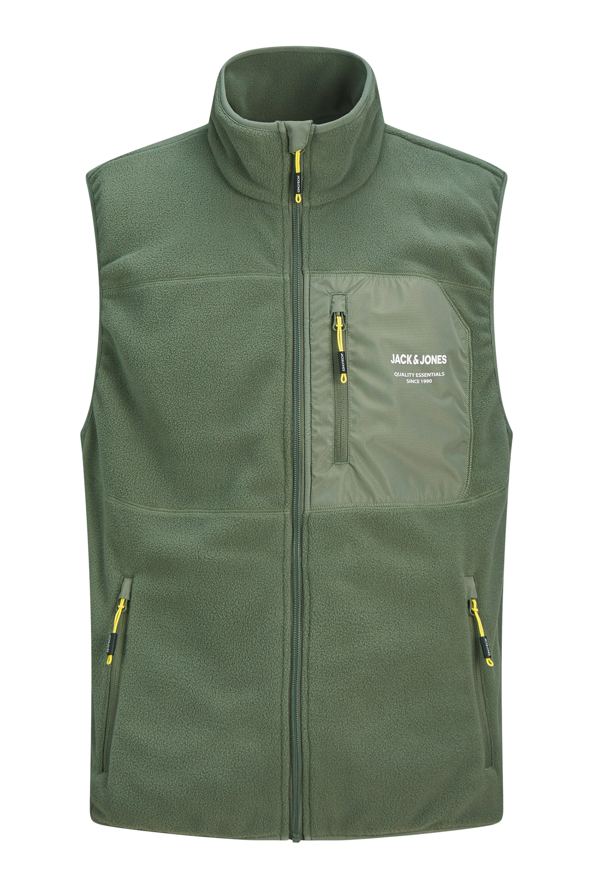 JACK & JONES Big & Tall Agave Green Fleece Bodywarmer | BadRhino 1