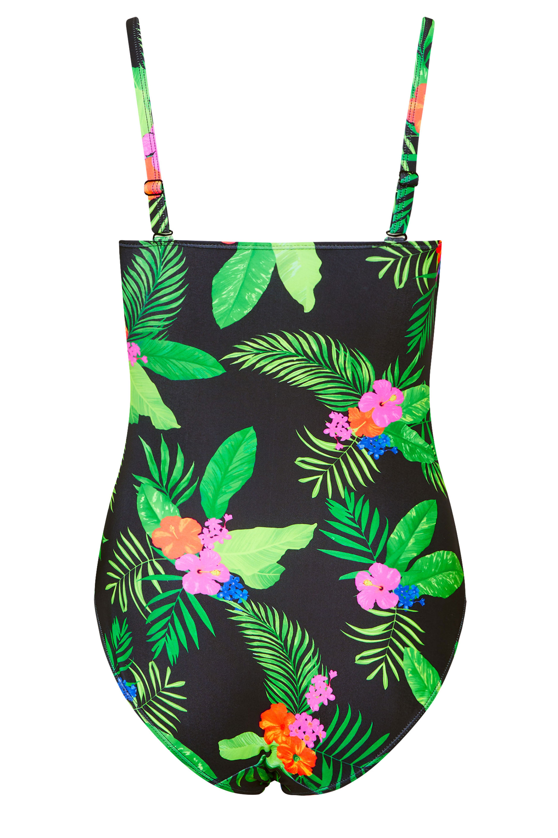 M&Co Black Tropical Print Buckle Swimsuit | M&Co 9
