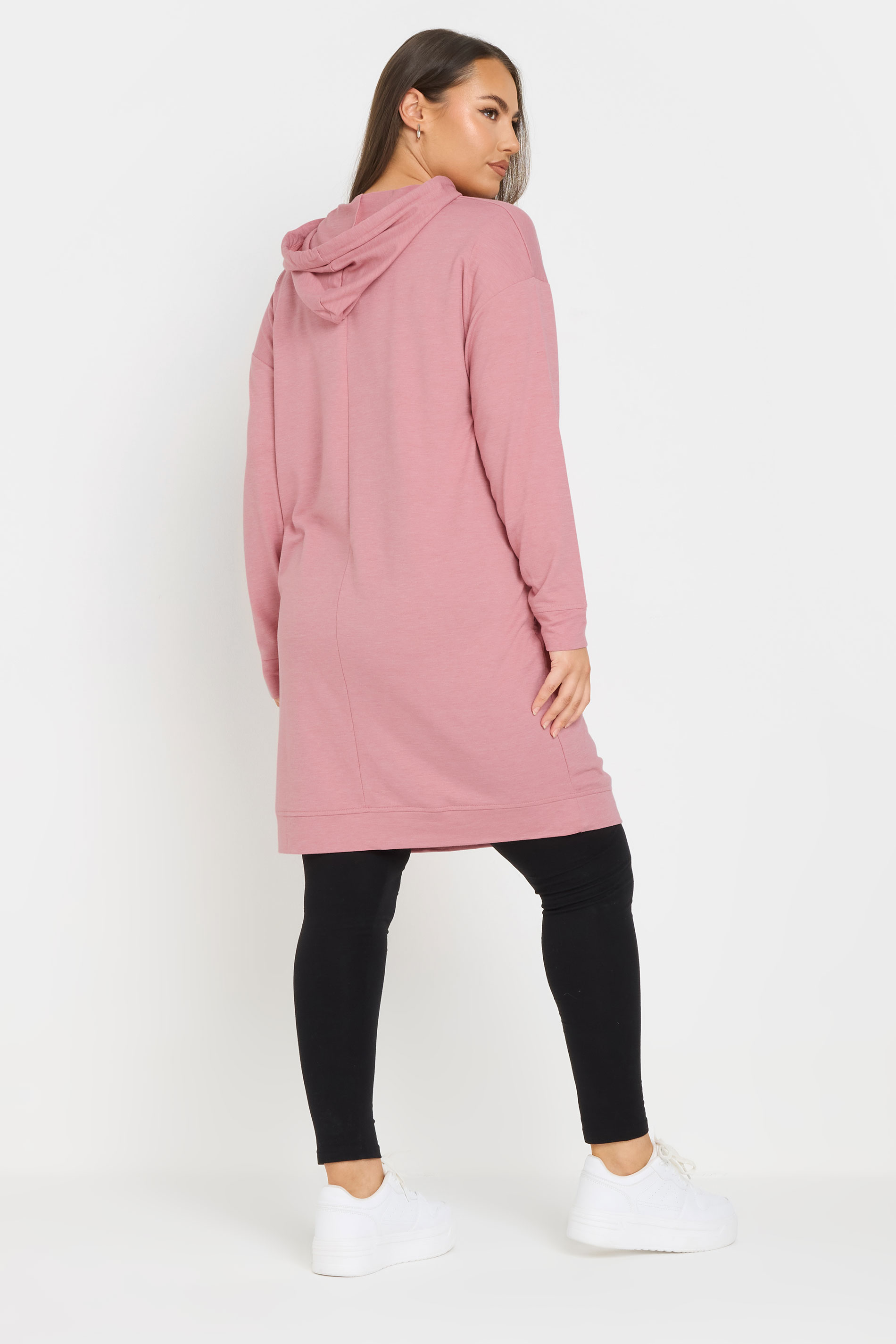 YOURS Plus Size Pink Diamante Embellished 'Love' Hoodie Dress | Yours Clothing 1