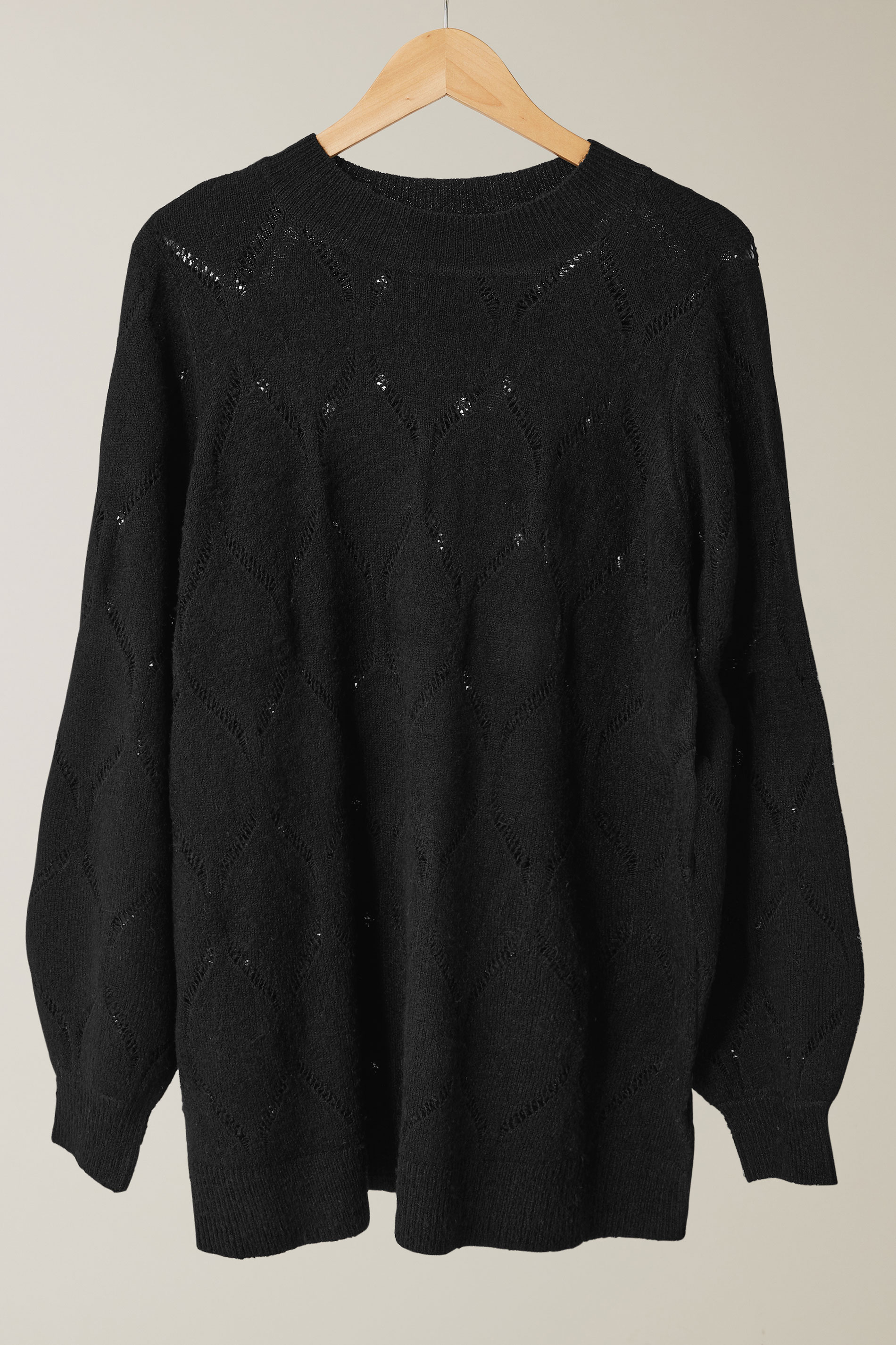 EVANS Plus Size Black Pointelle Knitted Jumper | Evans 5