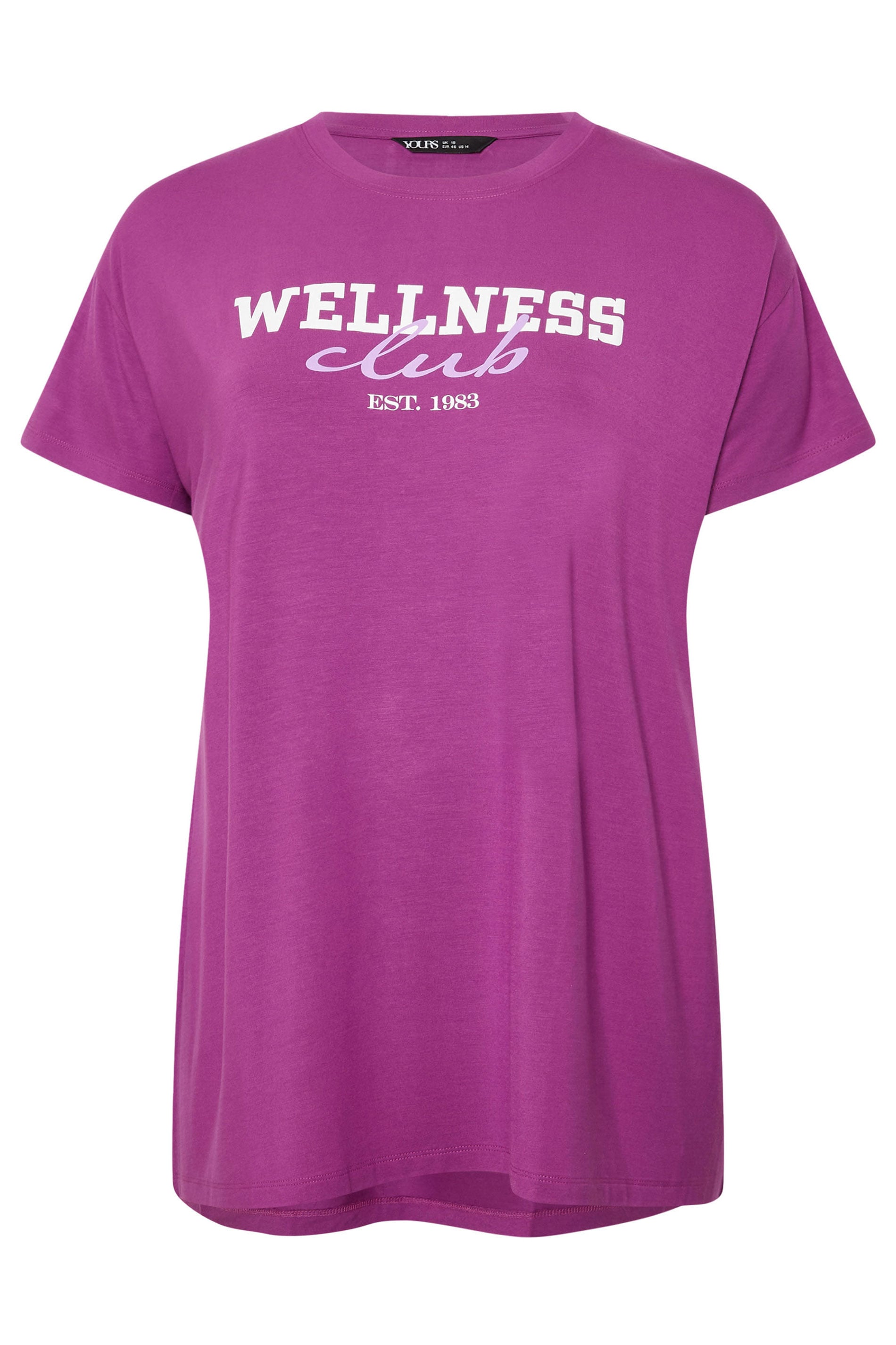 YOURS ACTIVE Plus Size Purple 'Wellness Club' Slogan Top | Yours Clothing 7