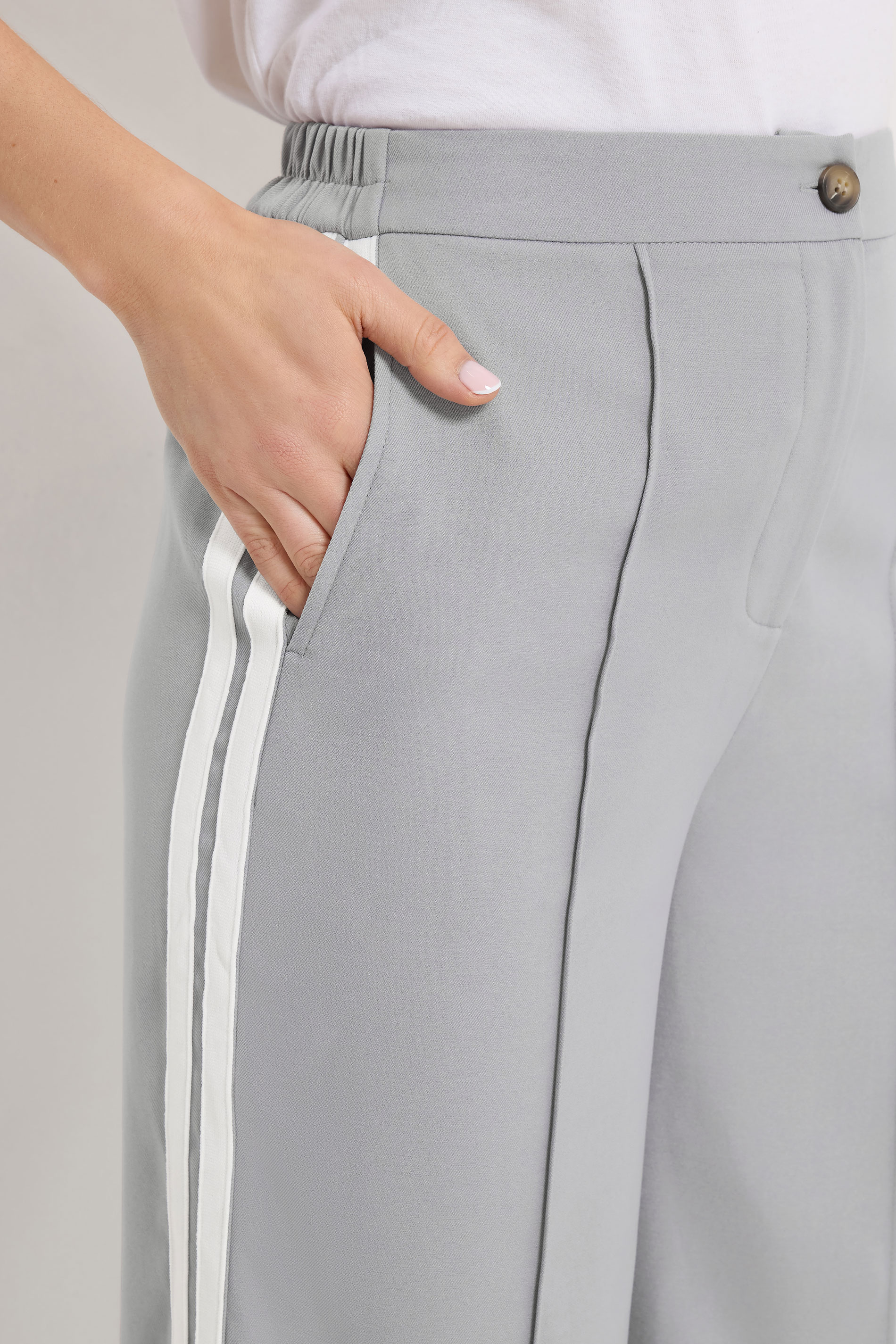 LTS Tall Women's Light Grey Side Stripe Wide Leg Trousers | Long Tall Sally 4
