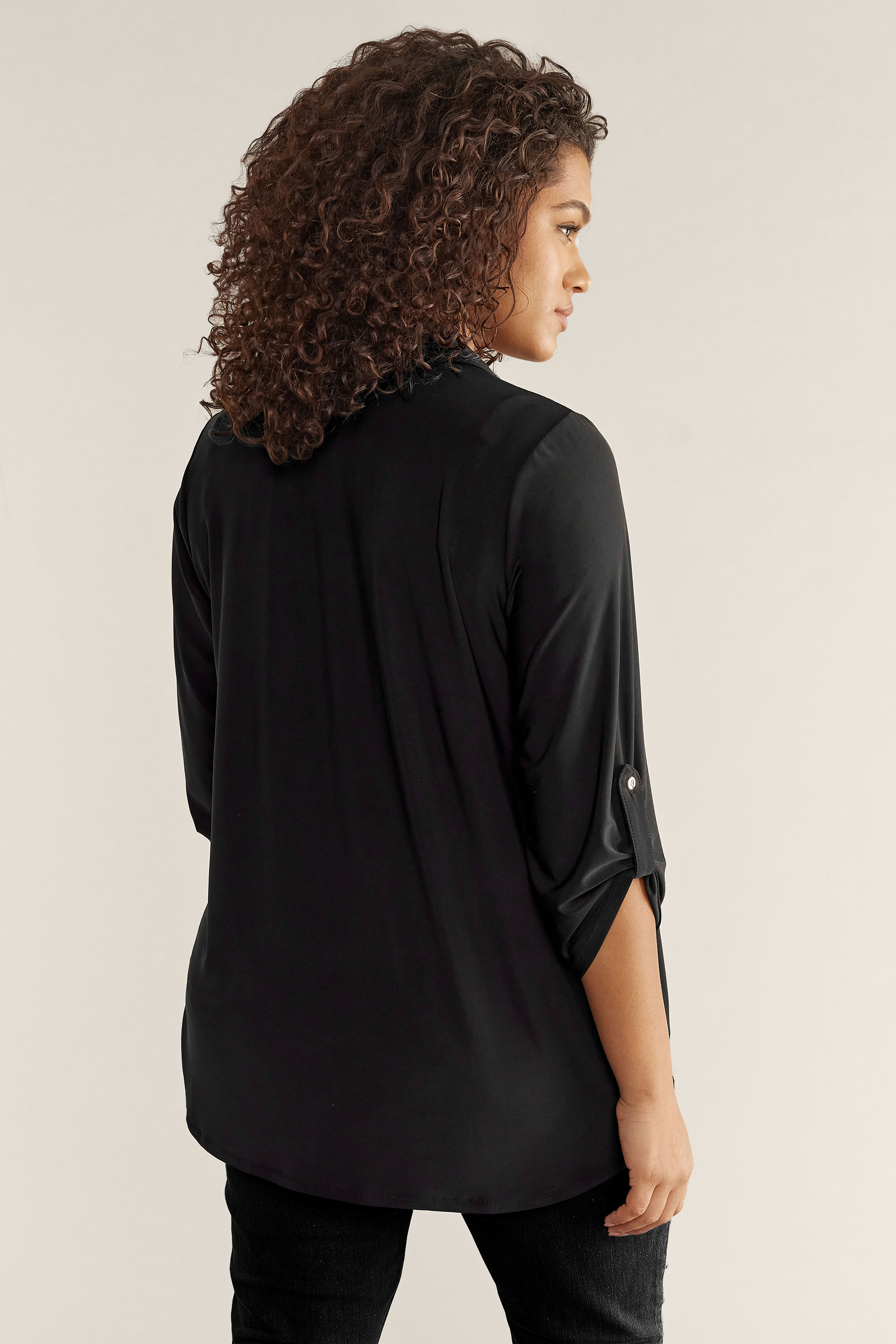 Evans Plus Size Black Tab Sleeve Blouse | Evans 5
