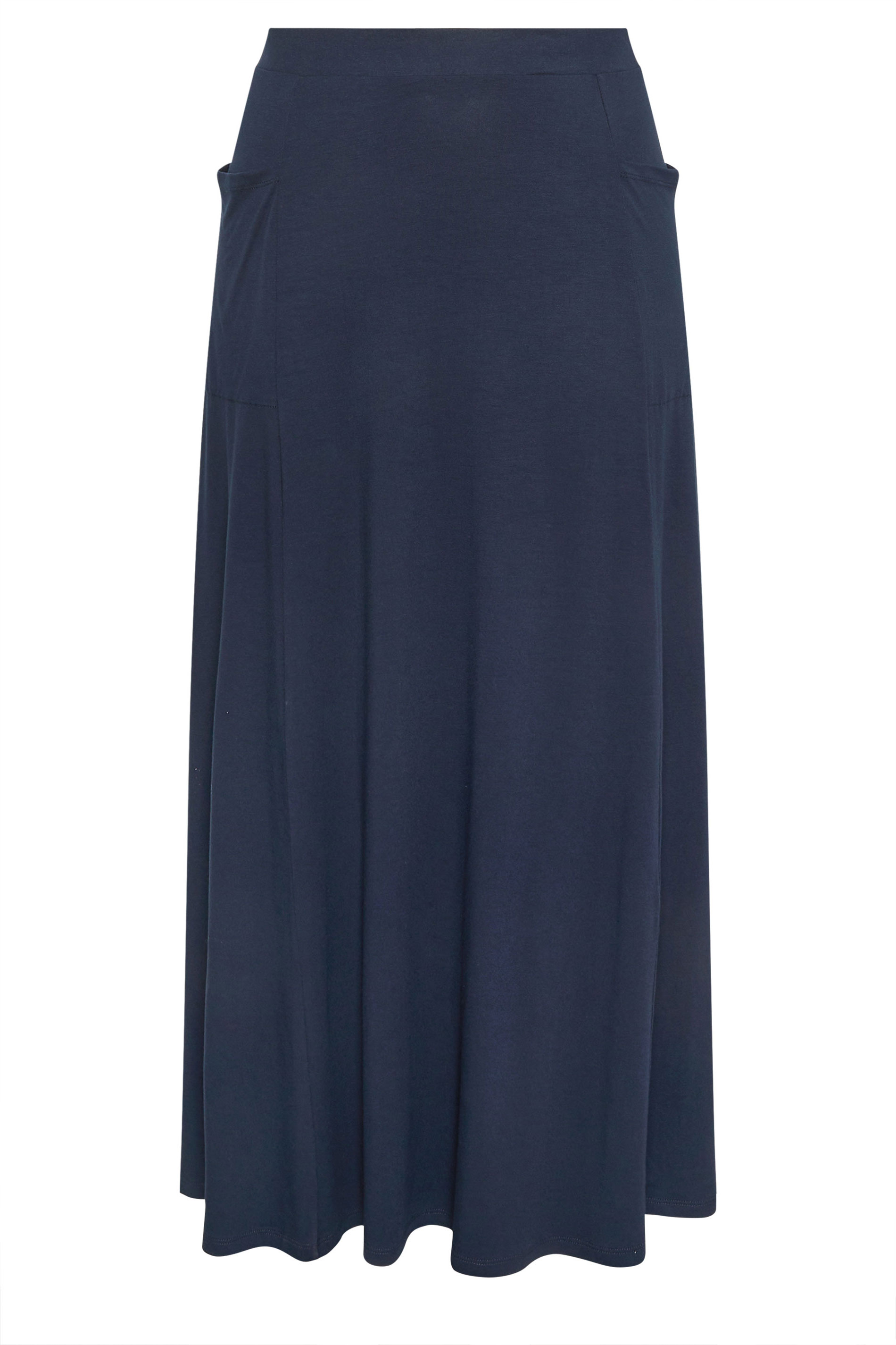 EVANS Plus Size Navy Blue Stretch Jersey Midaxi Skirt | Evans 5