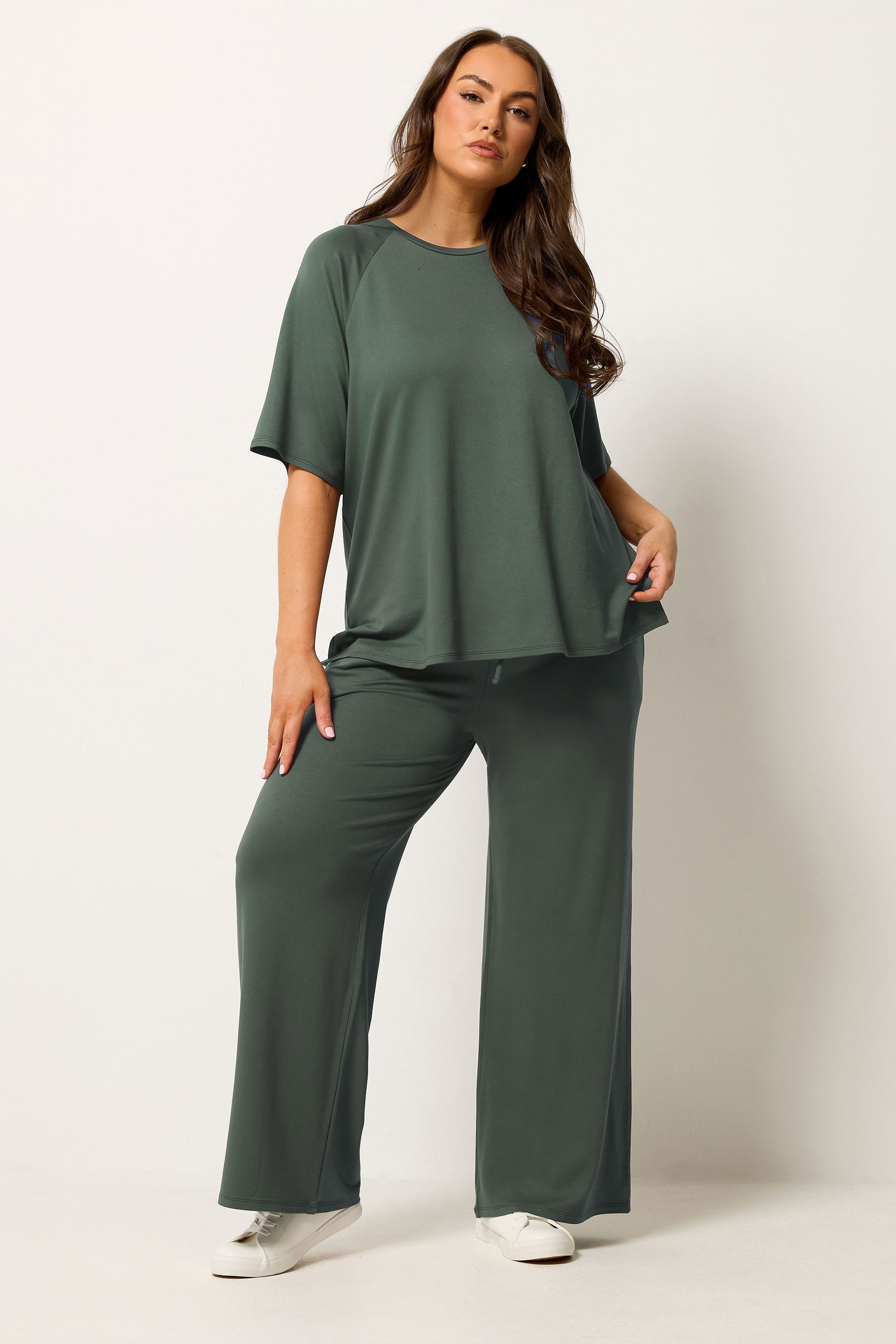 YOURS Plus Size Sage Green Soft Touch T-Shirt | Yours Clothing 1