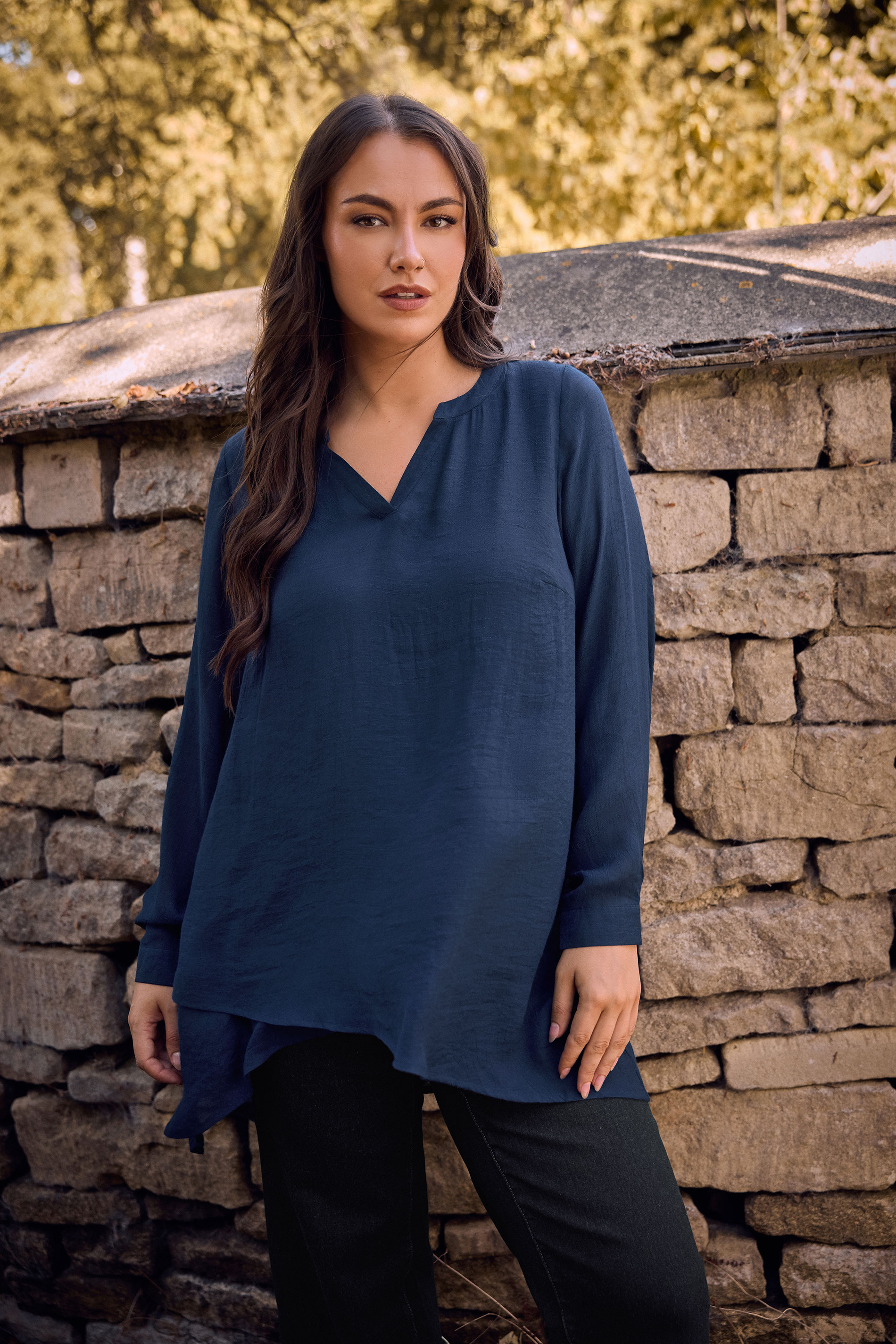 EVANS Plus Size Navy Blue Double Layer Blouse | Evans  3