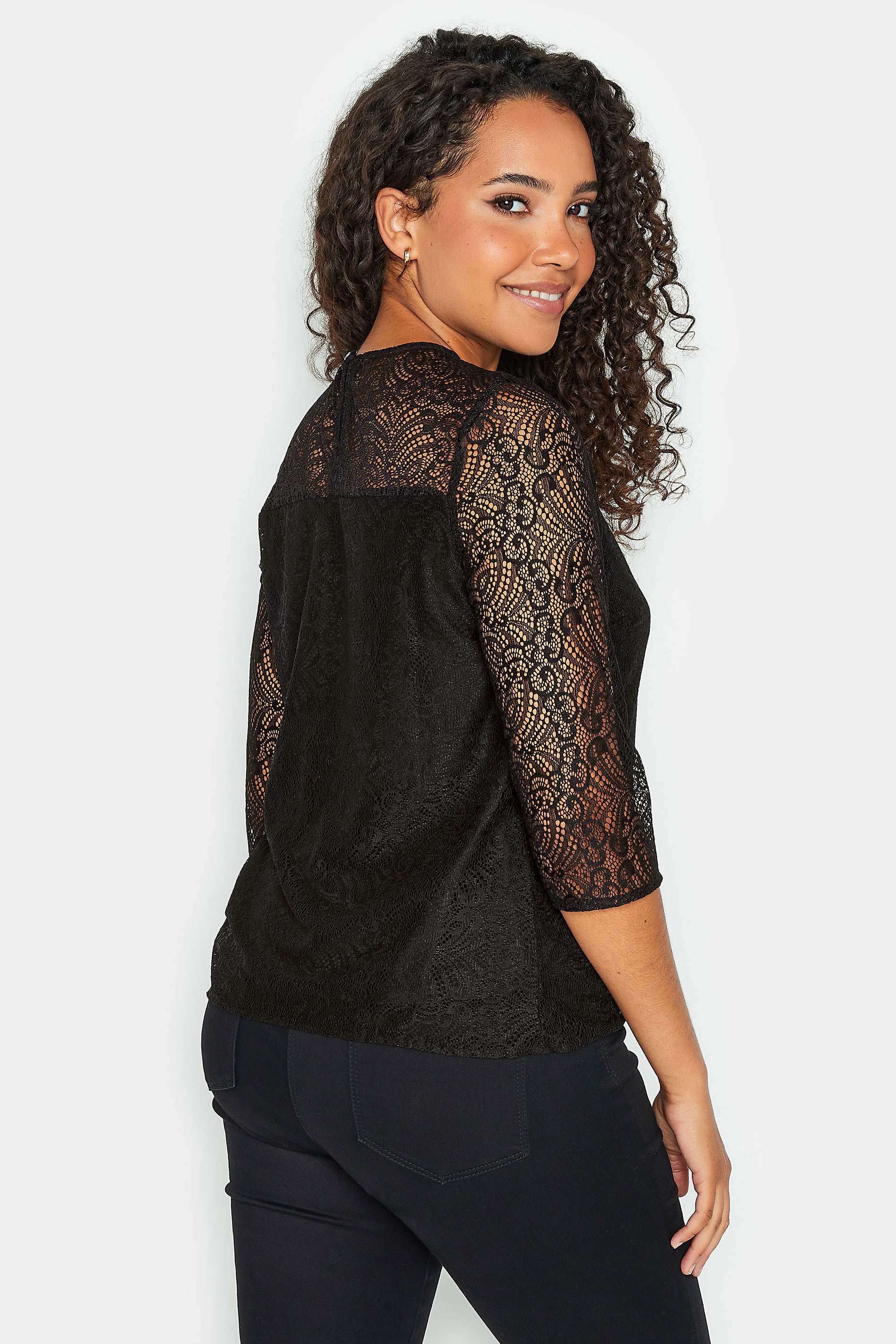 M&Co Black Long Sleeve Lace Blouse | M&Co  3